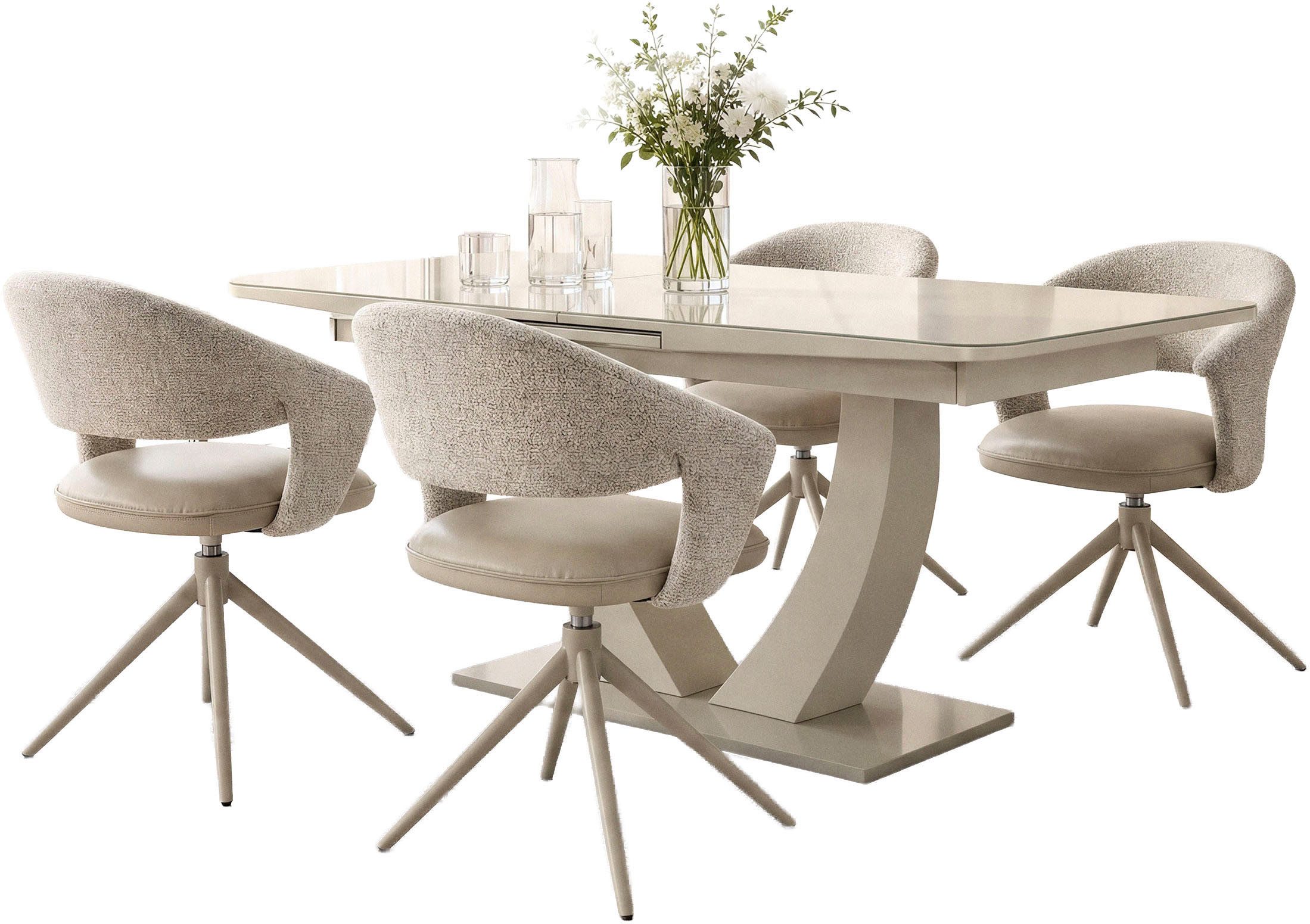 Jockenhöfer Gruppe Essgruppe Ulm/Valencia-Santiago, Sitzgruppe (Set, 5-tlg., 1 Tisch und 4 Stühle), (5-tlg), Set, 5-tlg, Esstisch mit Synchronauszug 160-200cm,  – Bild 2 von 5