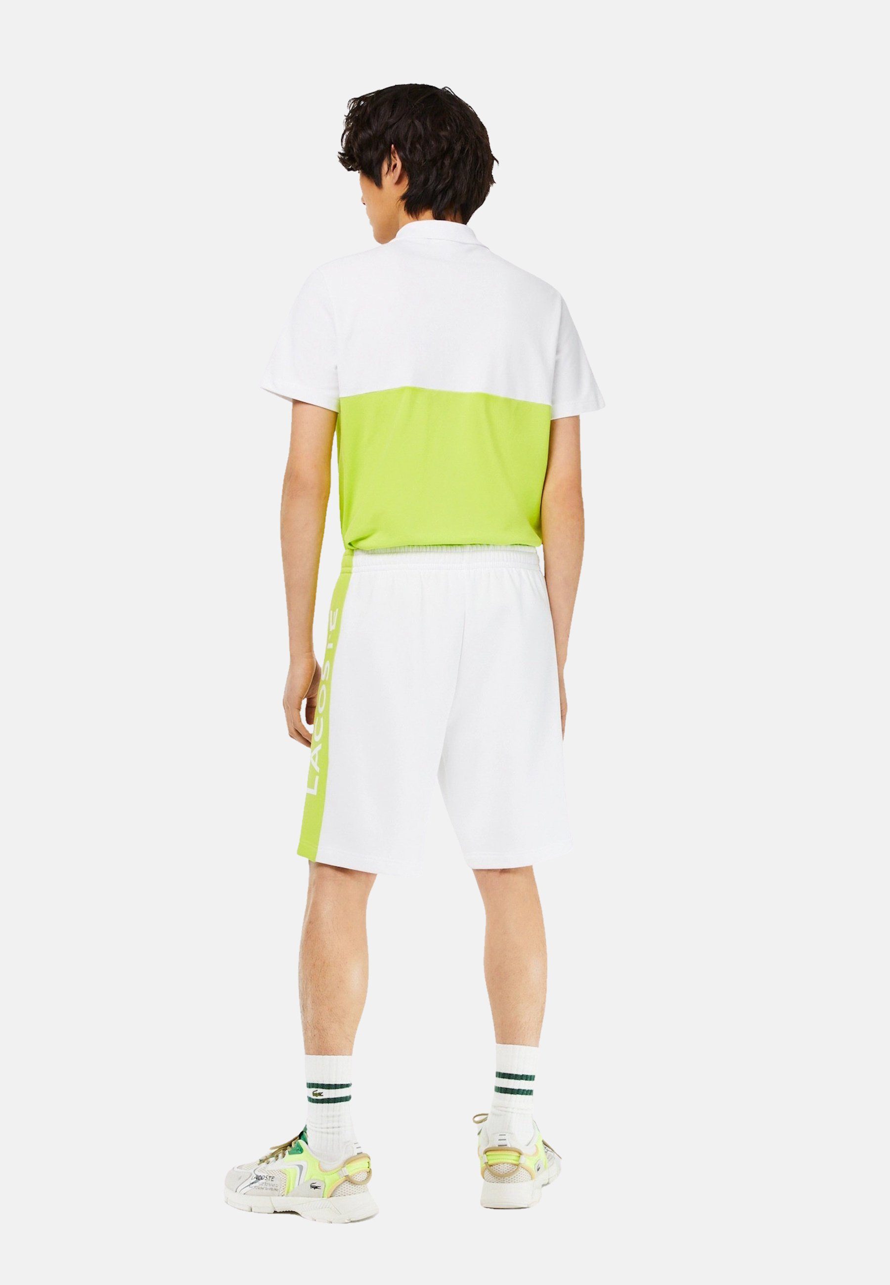 Lacoste Sweatshorts Shorts Sweat-Shorts im weiß mit Colorblock-Style limone (1-tlg)