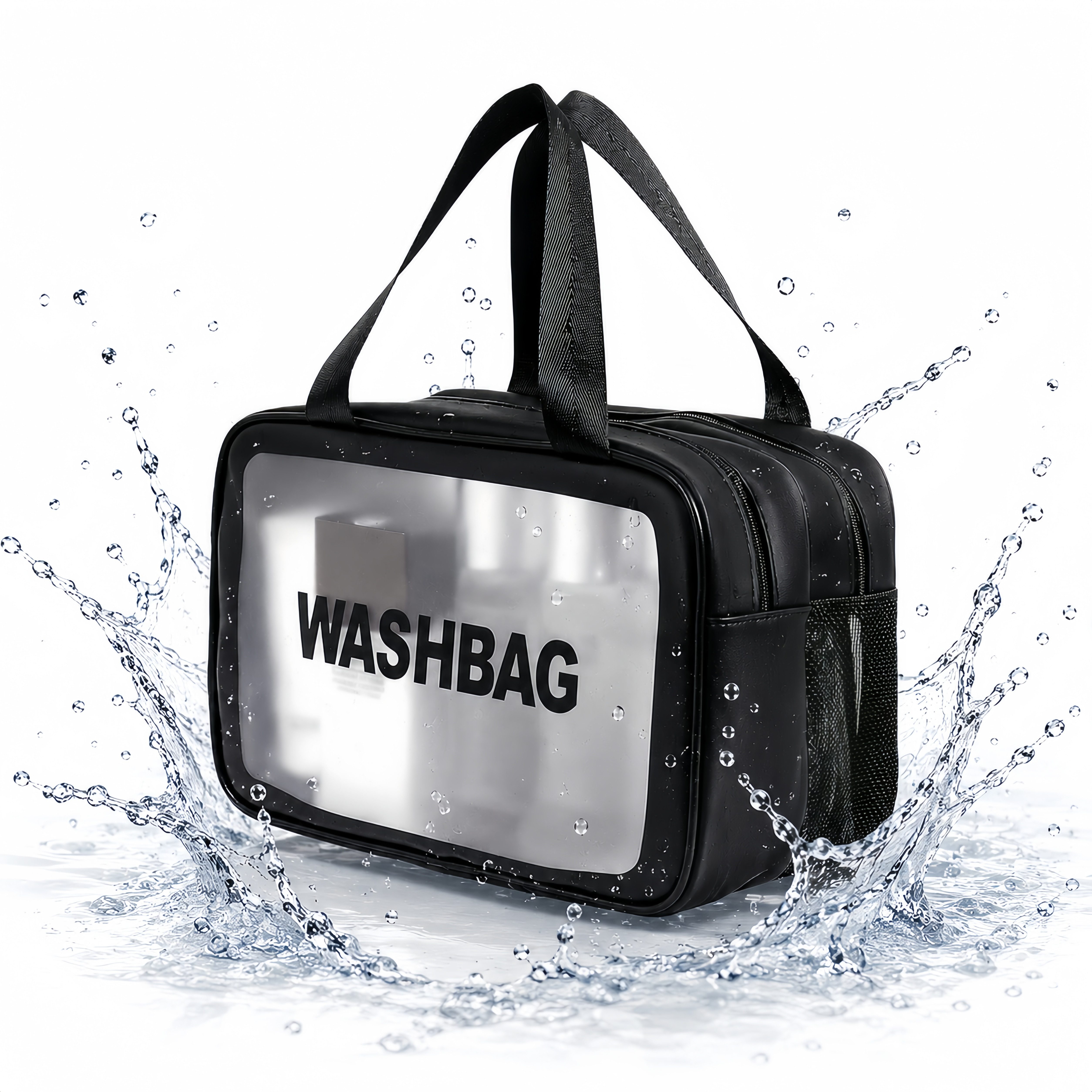 Fyrove Kulturbeutel Kulturbeutel Groß Damen Herren, Reise Waschtasche mit Doppeltem (Fach, Transparente Kosmetiktasche mit Tragegriff für Pflegeprodukte)