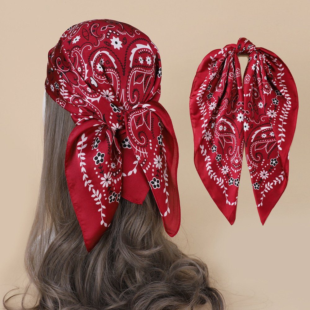 GLAMO Bandana 70 cm Bandana für Seide Haarschal Satin Kopftuch Frauen Rot