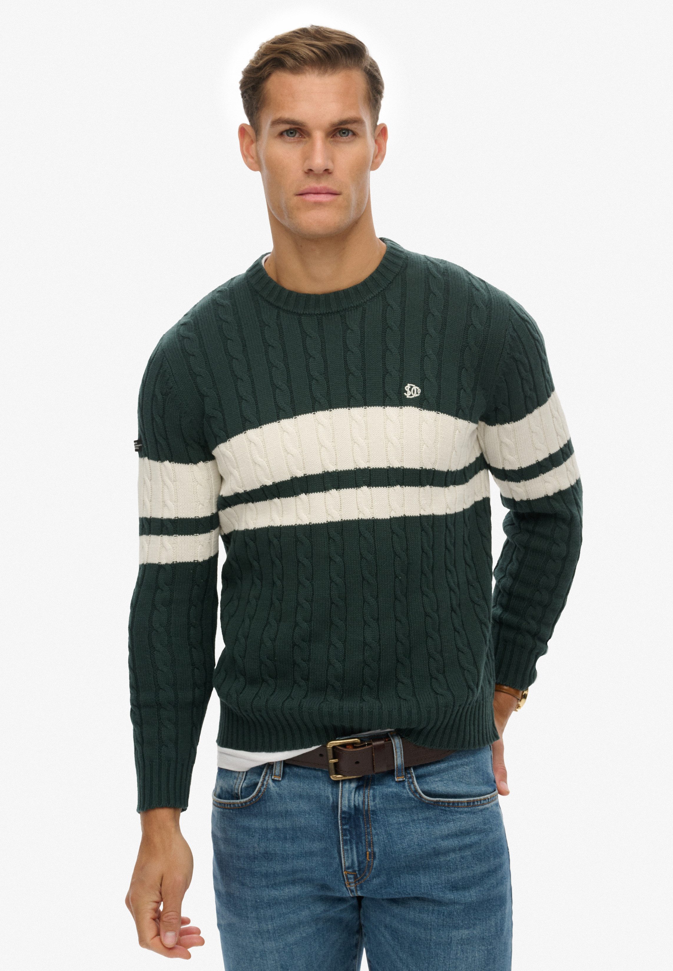 Strickpullover Cotton Stripe Cable Jumper