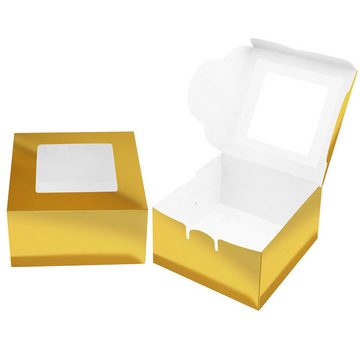 Belle Vous Geschenkbox Goldene Geschenkboxen für Gebäck (50 Stück), Golden Gift Boxes for Pastries (50 pcs)