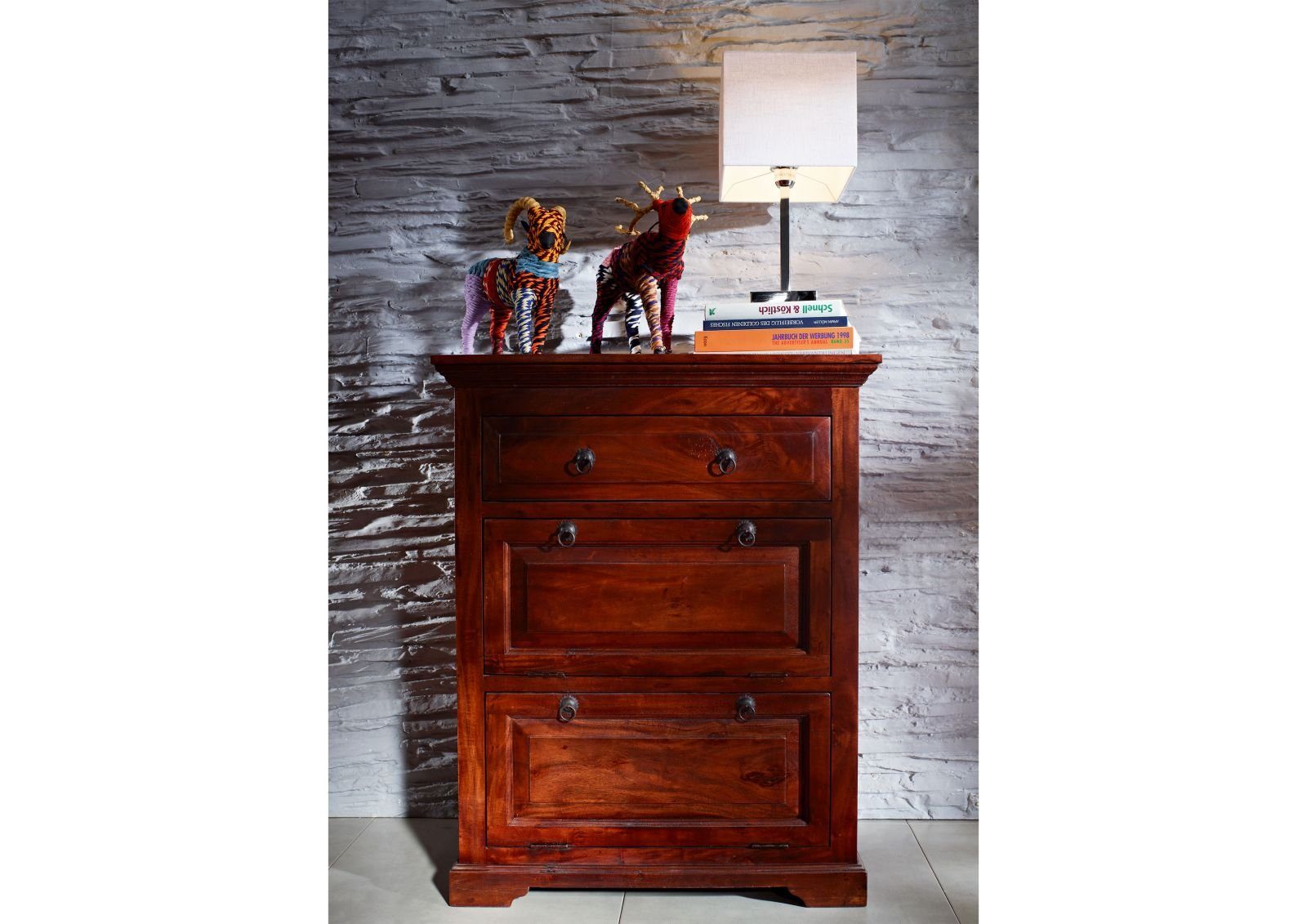 Massivmoebel24 Kommode OXFORD (Massivholz), Kommode Akazie 80x45x100 nougat lackiert OXFORD #904