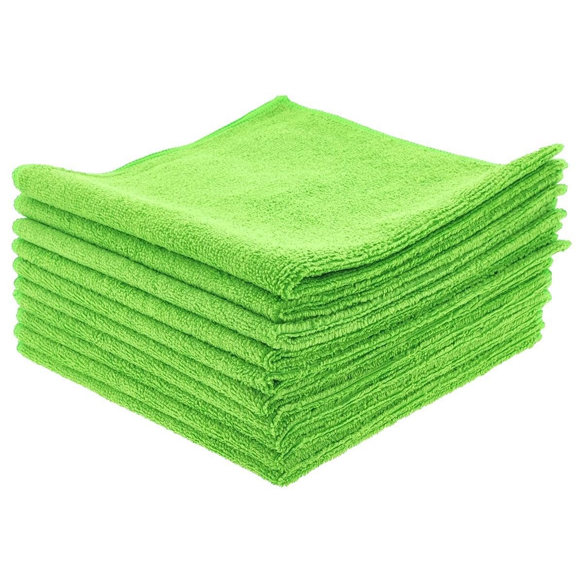 varivendo Reinigungsschwamm varivendo Notizblock+ 10 x Mikrofasertuch 40 x 40 cm Grün, Tuch mikro micro mikrofasertuch microfasertuch fenstertuch fensterrein