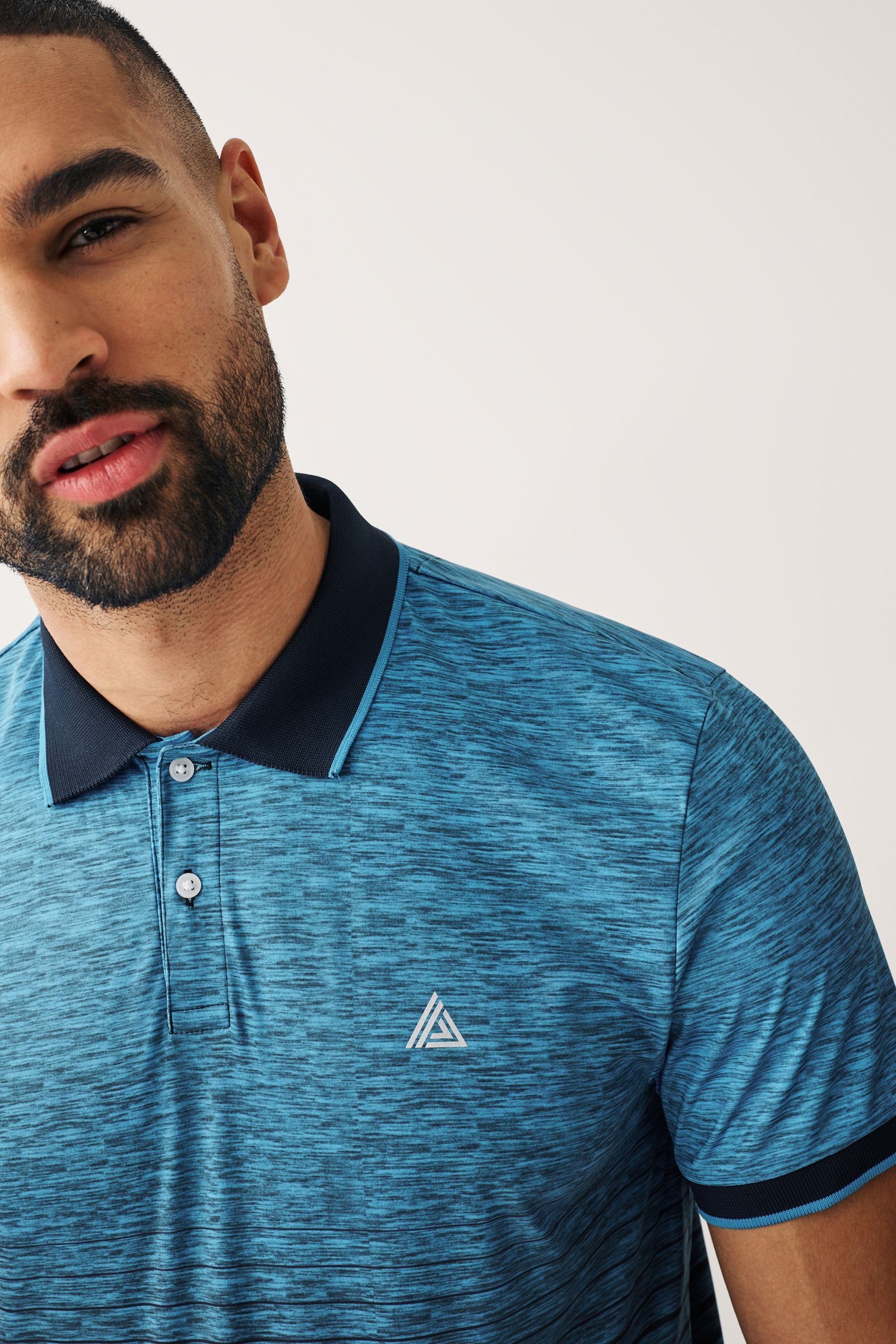 Next Poloshirt Active & Golf (1-tlg) Print mit Blue Poloshirt