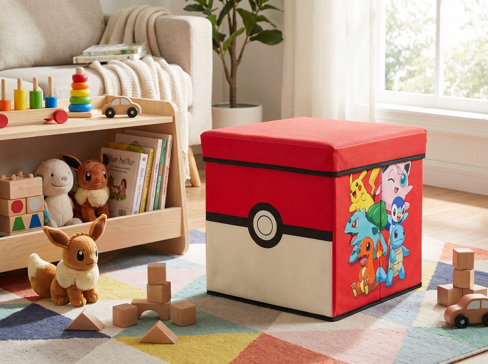 POKÉMON Allzweckkiste Minecraft Kinder Spielzeugkorb mit Deckel 30x30x30 cm, freistehende Au