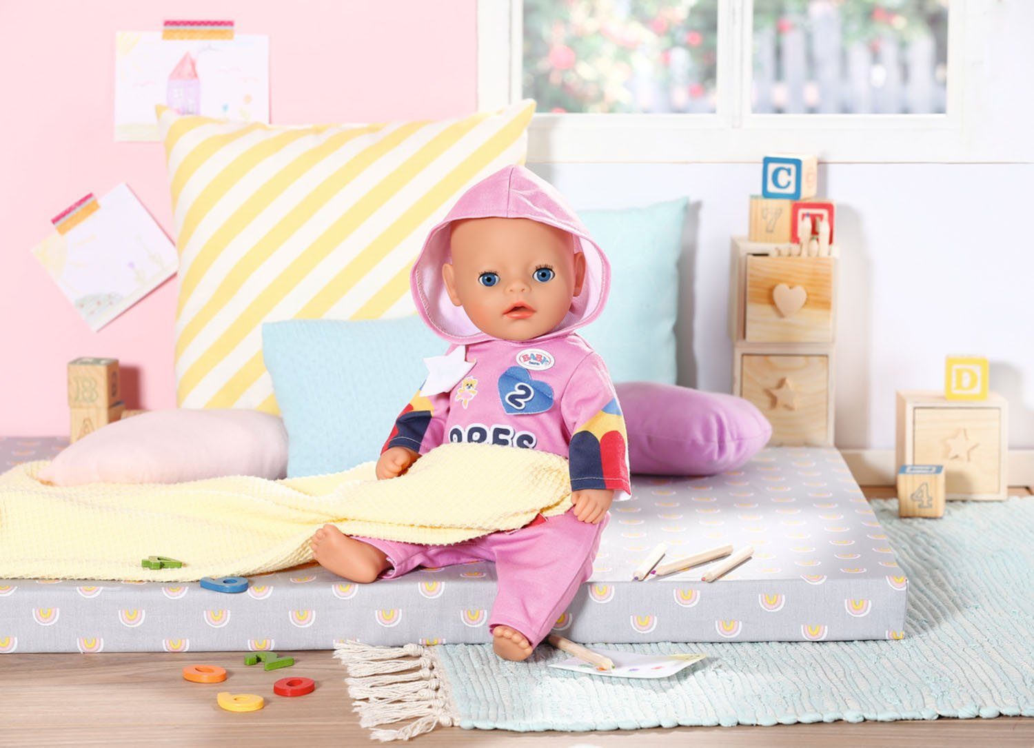 Kindergarten Born Badges, cm, Puppenkleidung Einteiler Kleiderbügel 36 & mit Baby