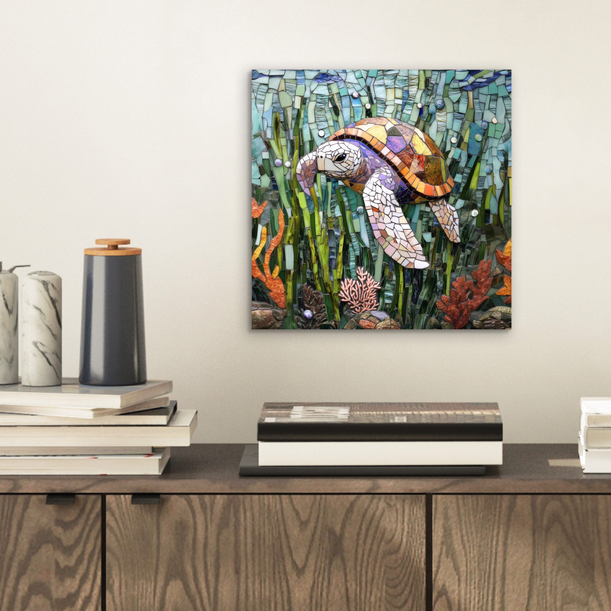 MuchoWow Metallbild Schildkröte - Seegras - günstig online kaufen