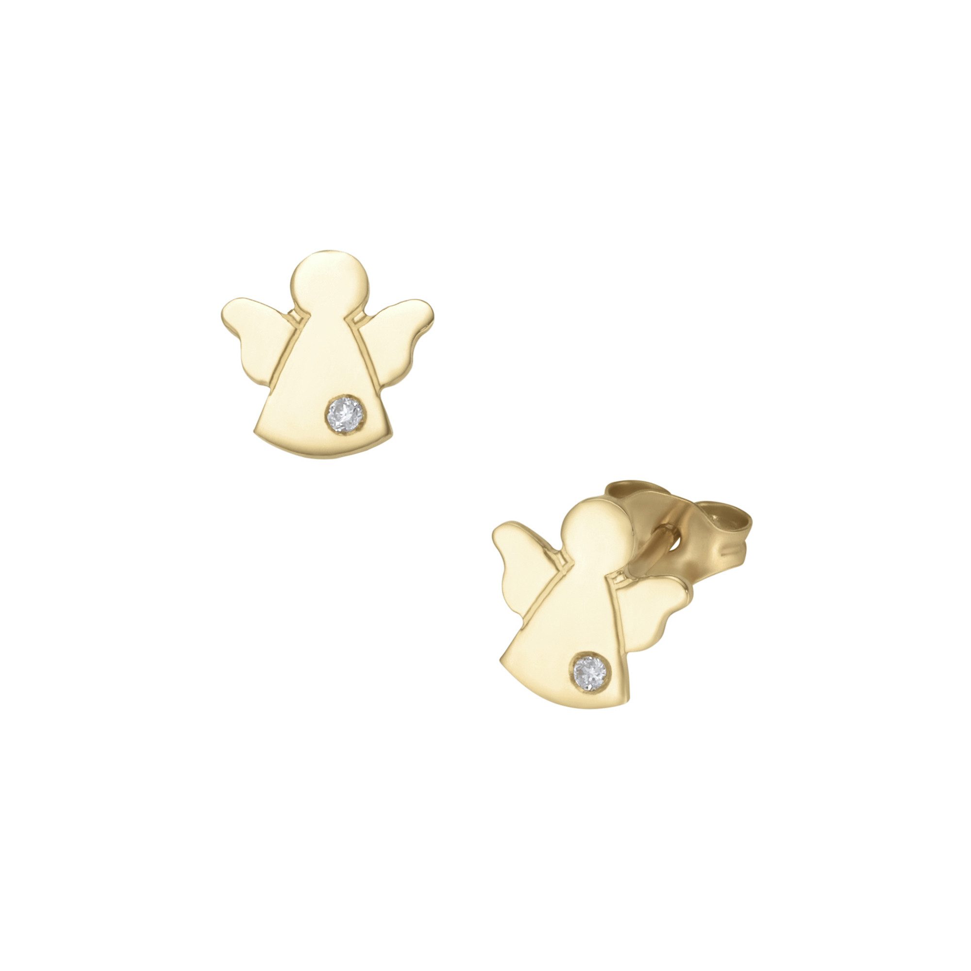 Luigi Merano Paar Ohrstecker Engelform mit Brillanten, Gold 585