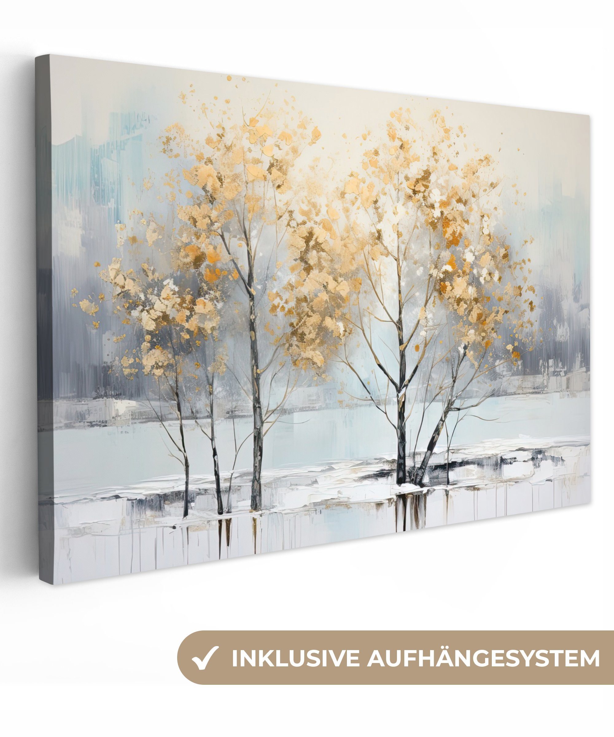 OneMillionCanvasses® Leinwandbild Winter - Bäume - Natur - Acryl - Kunst, F günstig online kaufen