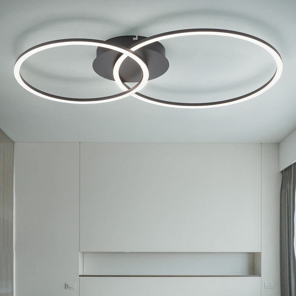 LED Deckenleuchte Duetto warmweiß Kreise dimmbar Lichtschalter Lampenwelt nickel 
