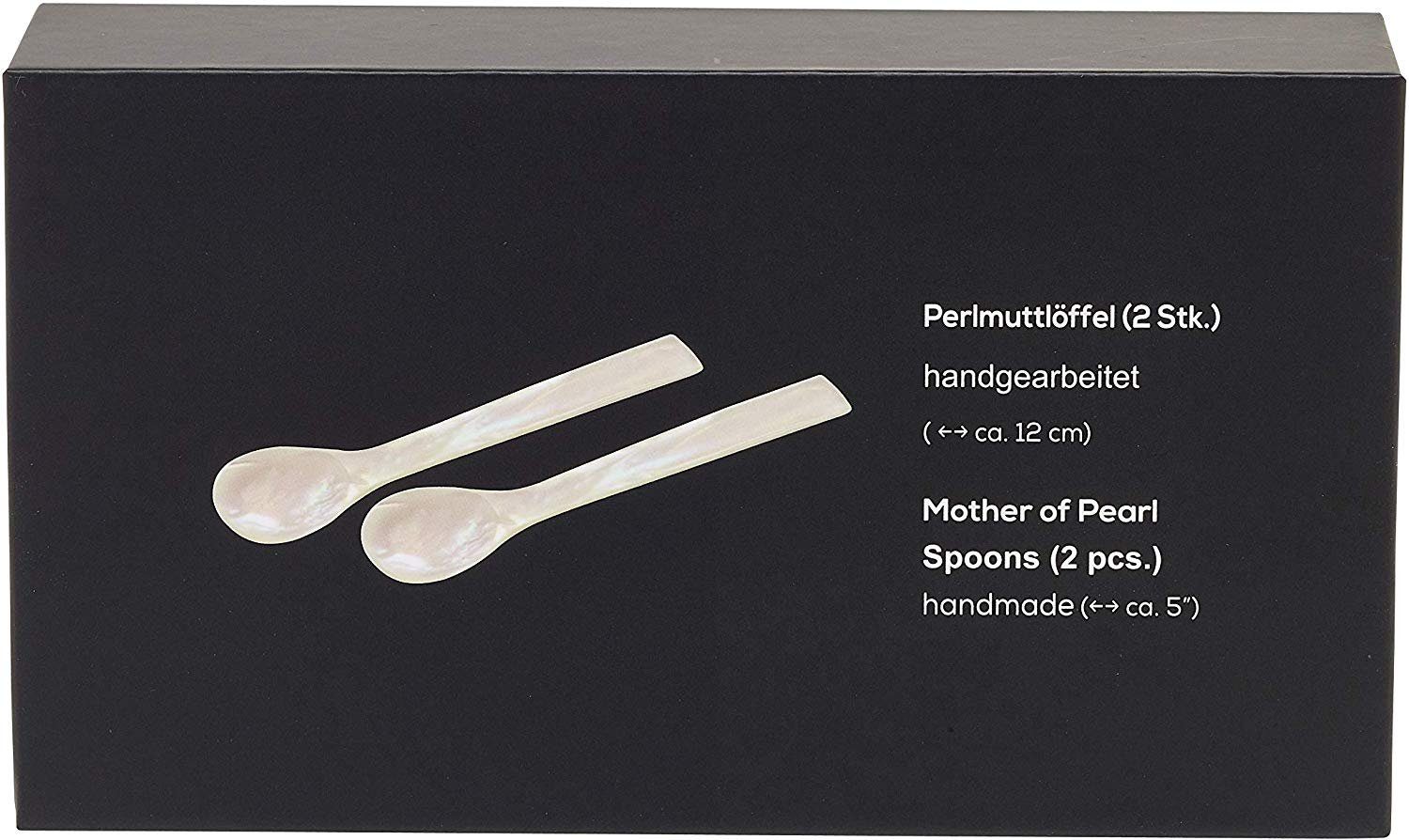 EDZARD Servierlöffel Perlmuttlöffel 2er-Set, Geschmacksneutrale Kaviarlöffel aus Meer-Perlmutt, Handarbeit