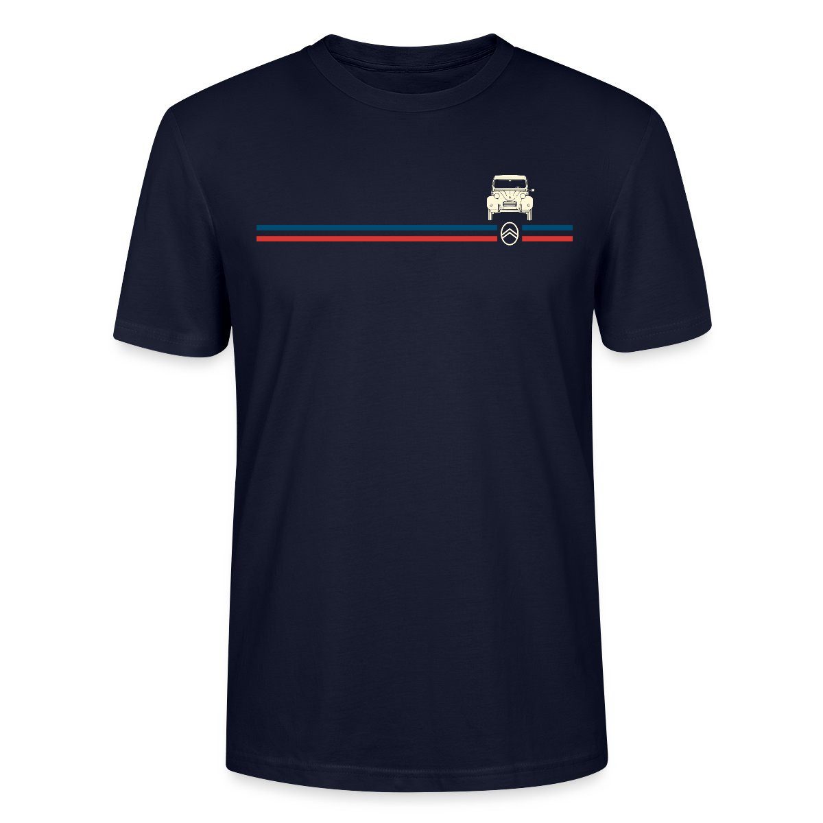 T-Shirt Citroën 2CV Ente Streifen Logo Unisex Bio T-Shirt
