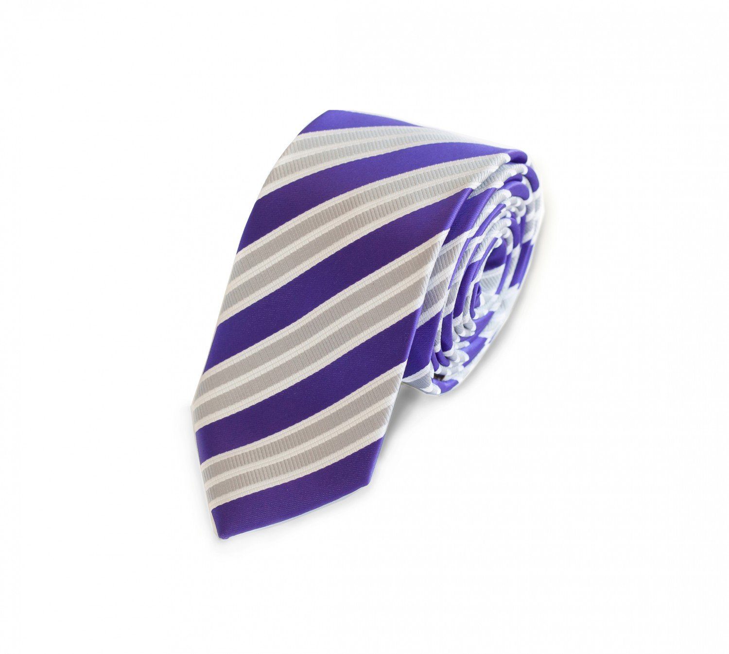 Schmale braune 6cm Business Krawatte Fabio Farini edel blau weiß gestreift 