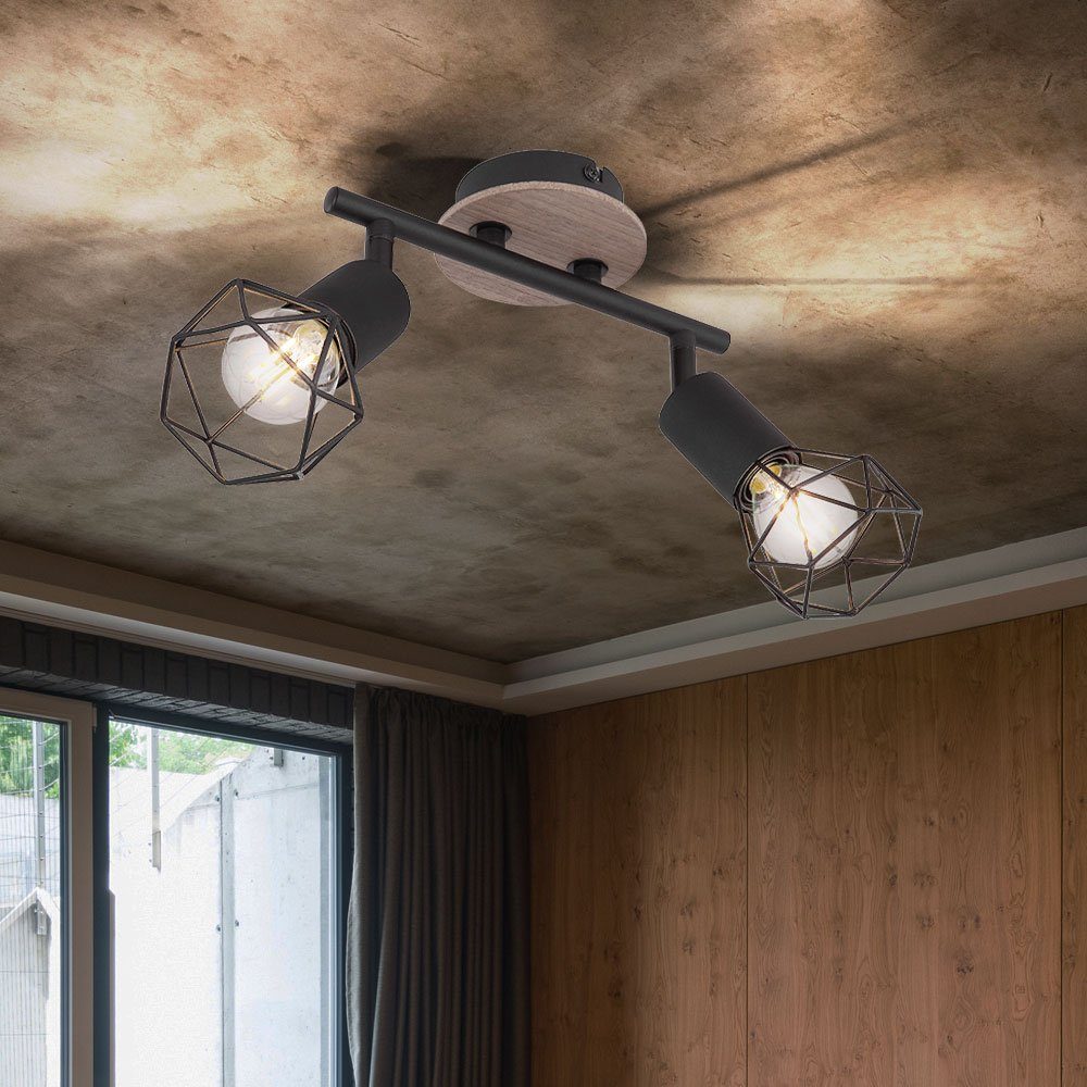 Globo LED Deckenspot, Leuchtmittel nicht inklusive, Deckenlampe Wohnzimmerleuchte Holz Industrial Strahler verstellbar