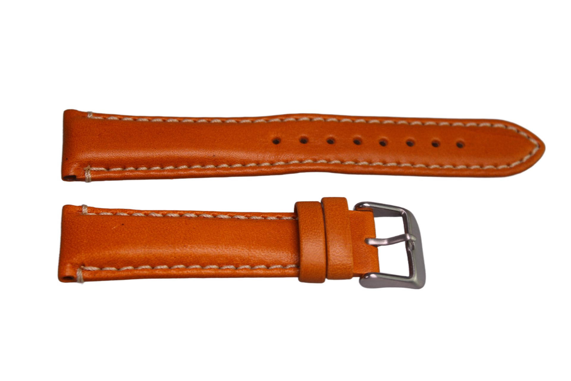 Eichmüller Uhrenring Uhrenband Hellbraun mit weißer Ziernaht 20 mm, (2-tlg), Echt Leder