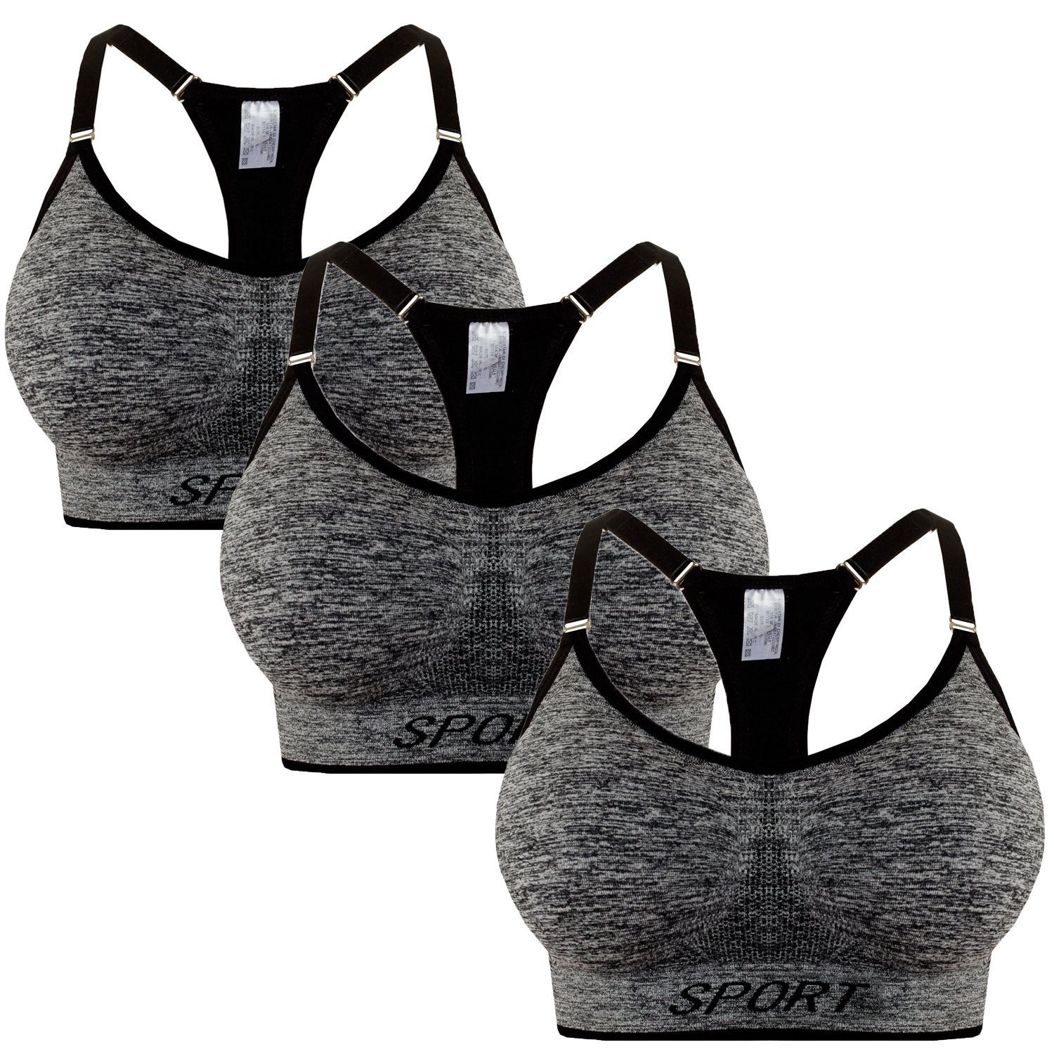 Libella Set: Sport-BH 3714 (2/3/4er-Pack) Gepolsterter Push-up Sport BH mit verstellbare Träger Set-3 | BH-Sets