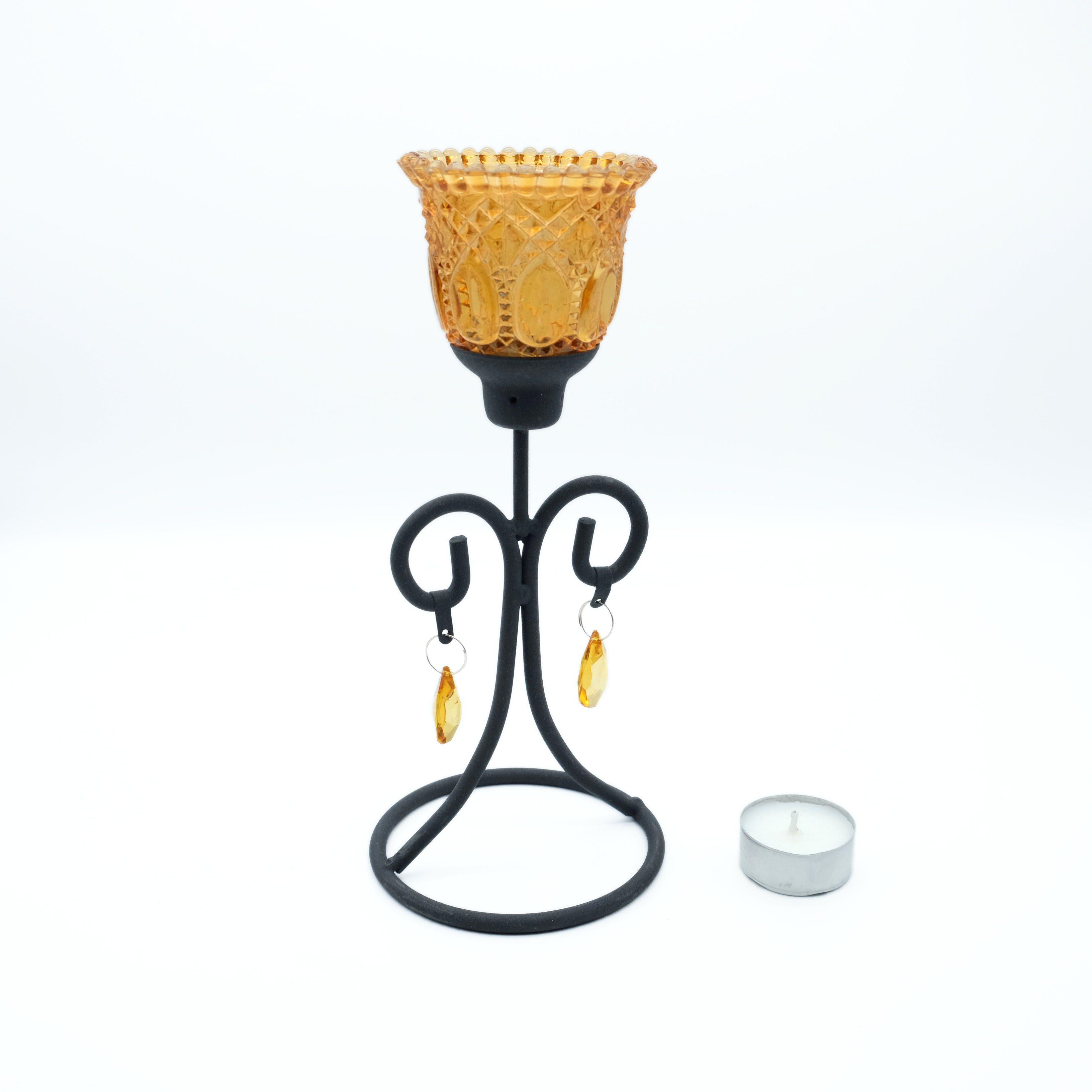 Kerzenständer Teelichthalter Kerzenhalter, gelb DeColibri Glas, Kerzenständer, standfest