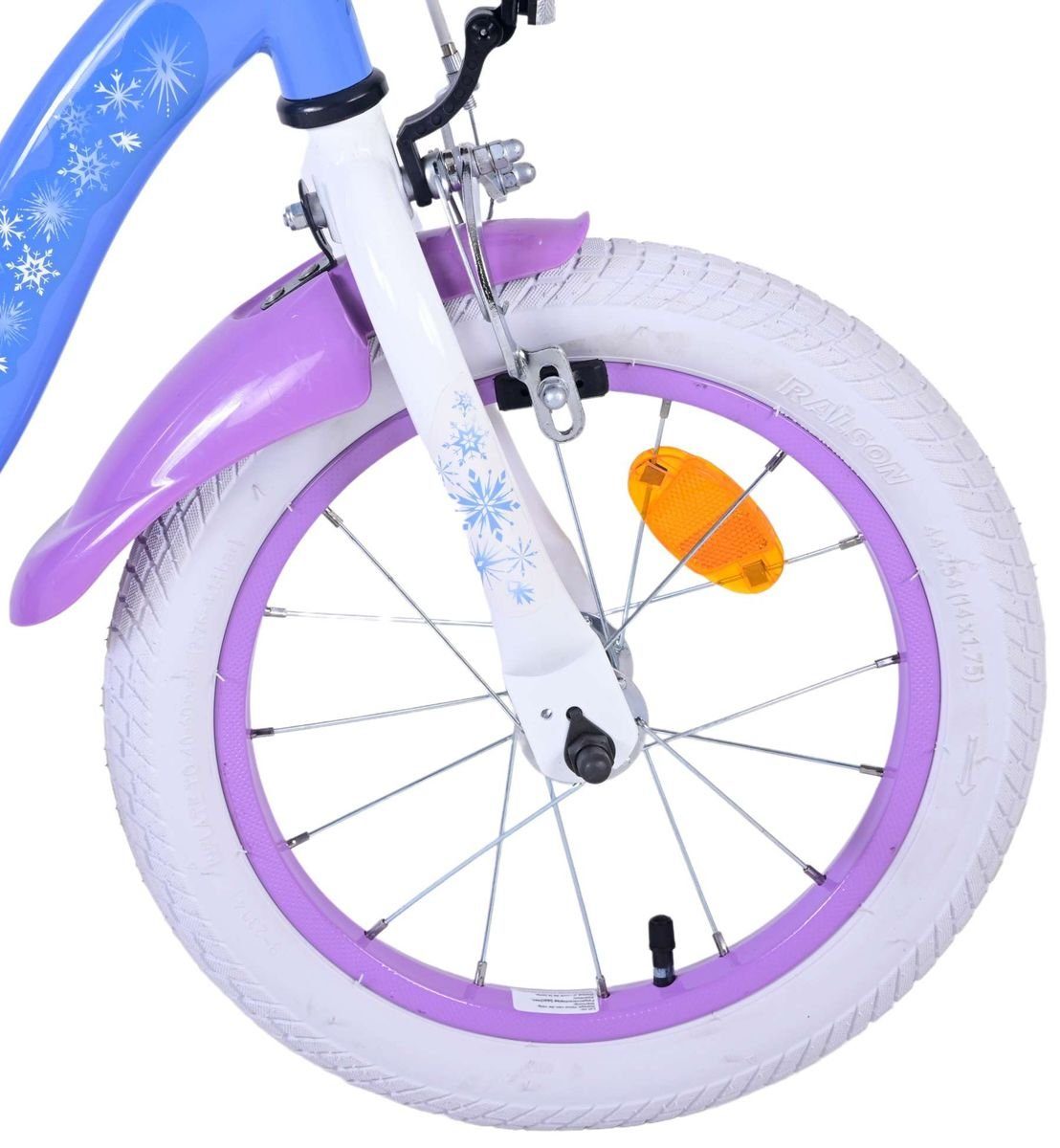 Volare Kinderfahrrad 14 Zoll Kinder Mädchen Fahrrad Rad Frozen 2 Eiskönigin Elsa 21416-SACB, 1 Gang, Rücktritt, Korb,Stützräder,Kettenschutz, Schutzbleche