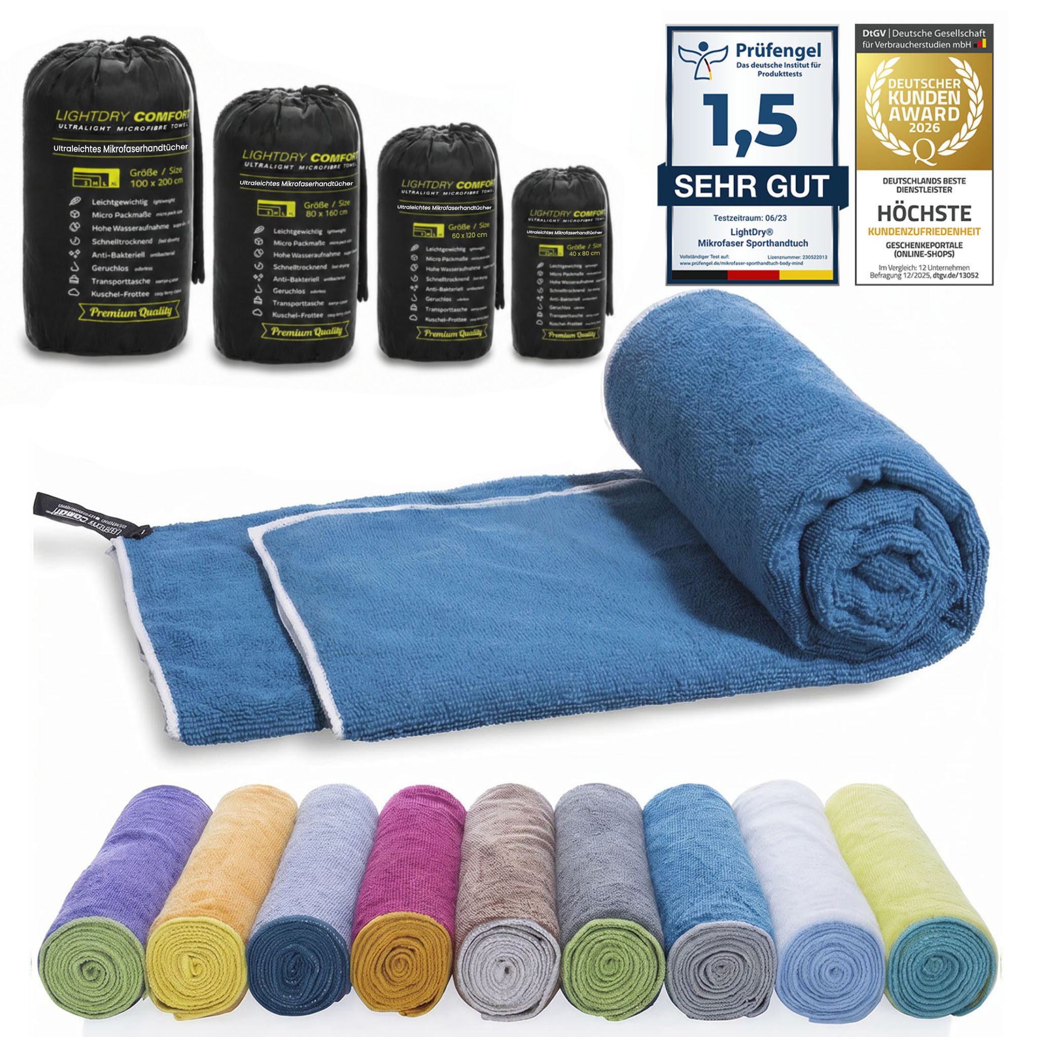 LightDry Reisehandtuch LightDry Reisehandtuch – Leichtes Mikrofaser-Sport und Strandhandtuch, Sport, Strand & Badehandtuch