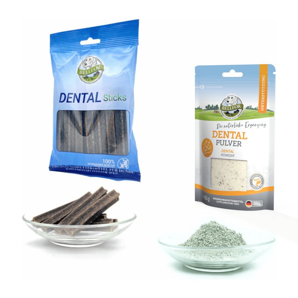 Bellfor Bellfor Sparset für eine optimale Zahnpflege beim Hund - Dental Pulver, für: Hunde