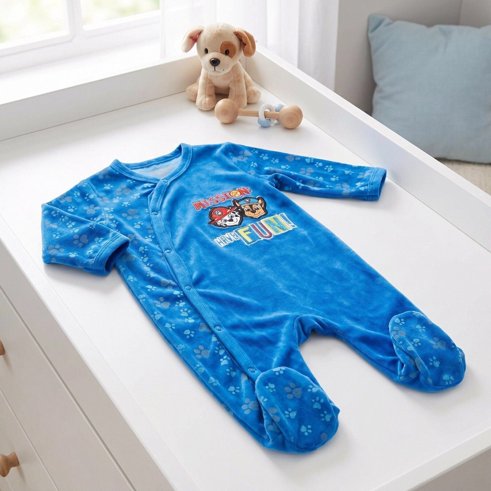 PAW PATROL Strampler Paw Patrol Chase Baby Kleinkind Velour Body Strampler Einteiler Gr.68-