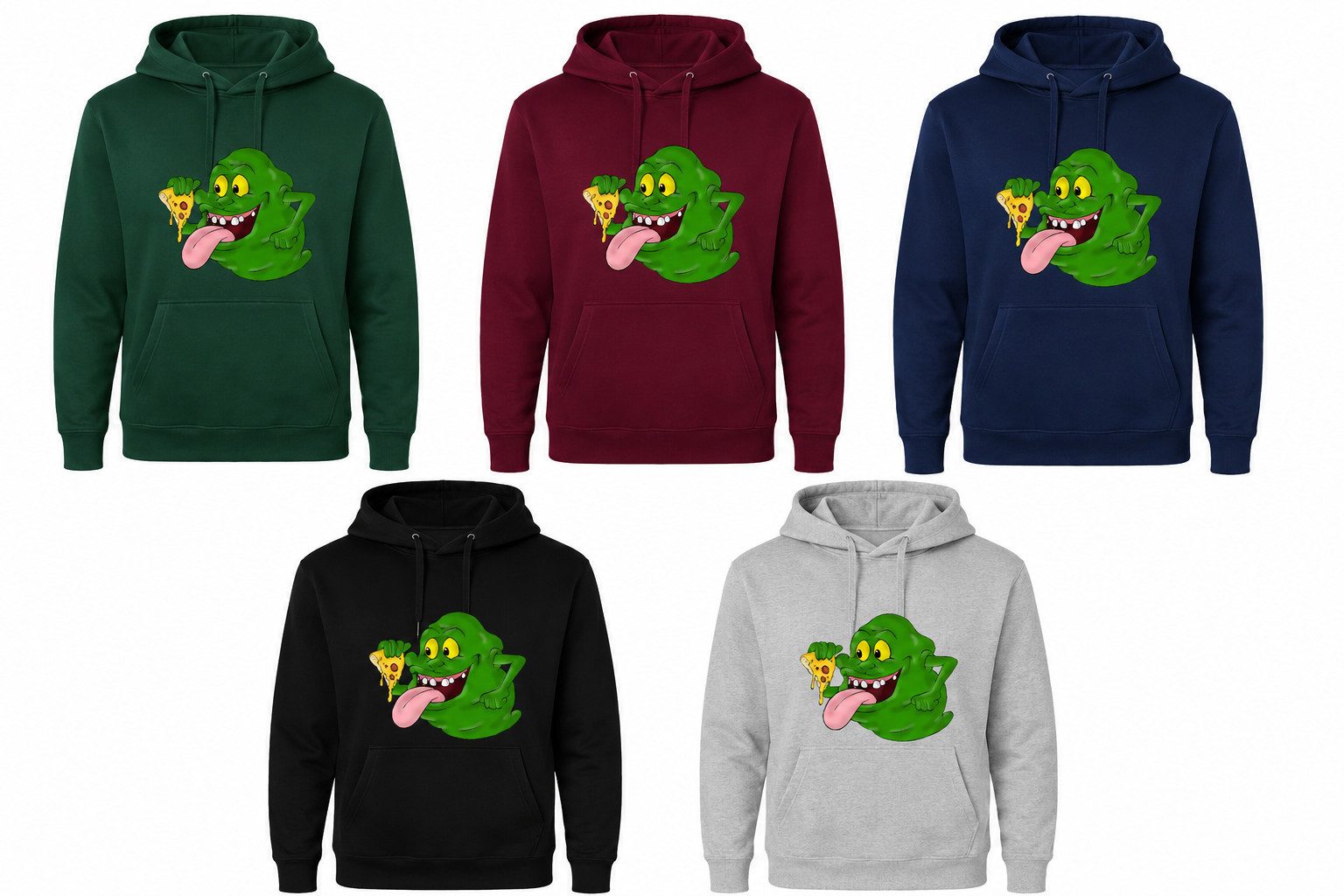 Hoodie Slimer herren Hoodie Ghostbusters Retro Pizza Motiv Kapuzenpullover