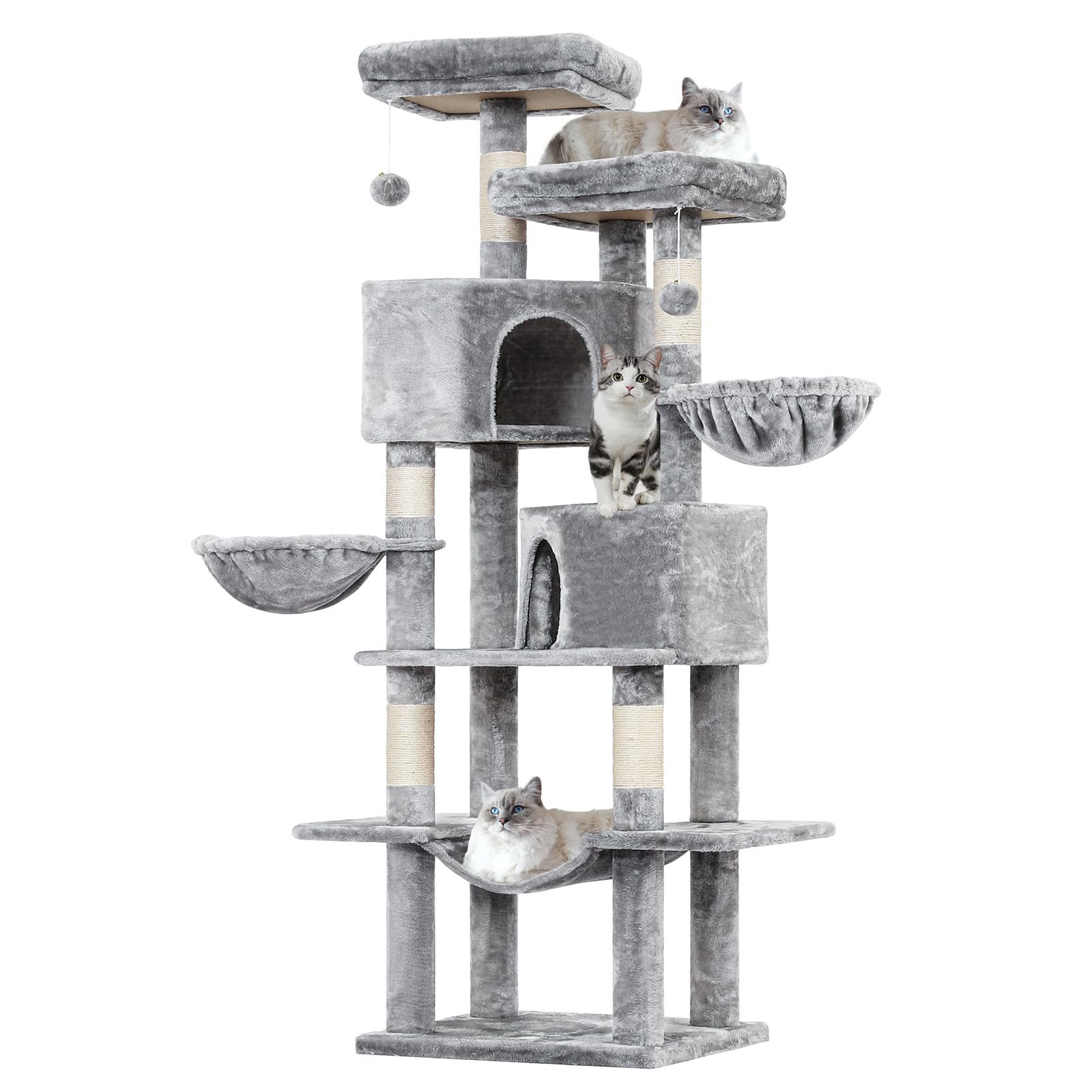 MSMASK Kratzbaum mit Sisalstämme, 2 Plattformen, 2 Katzenhöhlen, 2 Körbe, H günstig online kaufen