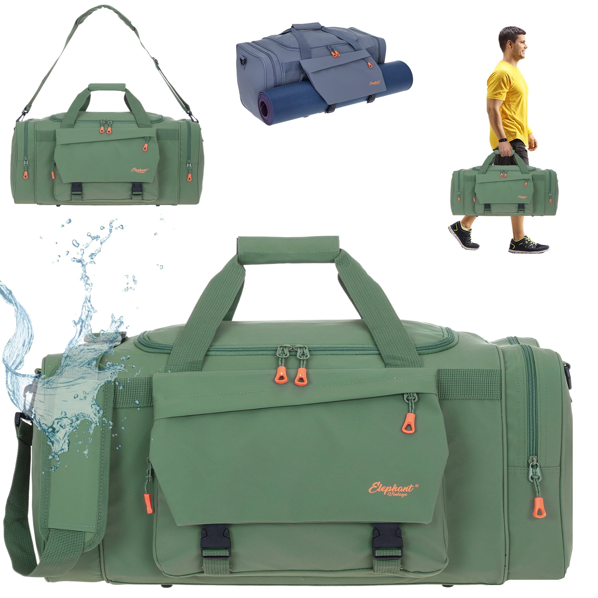 ELEPHANT Sporttasche Reisetasche Saunatasche Damen Herren aus Plane Tour 68 cm XXL groß, wasserabweisend Sauna Reise Sport Tasche + Flasche