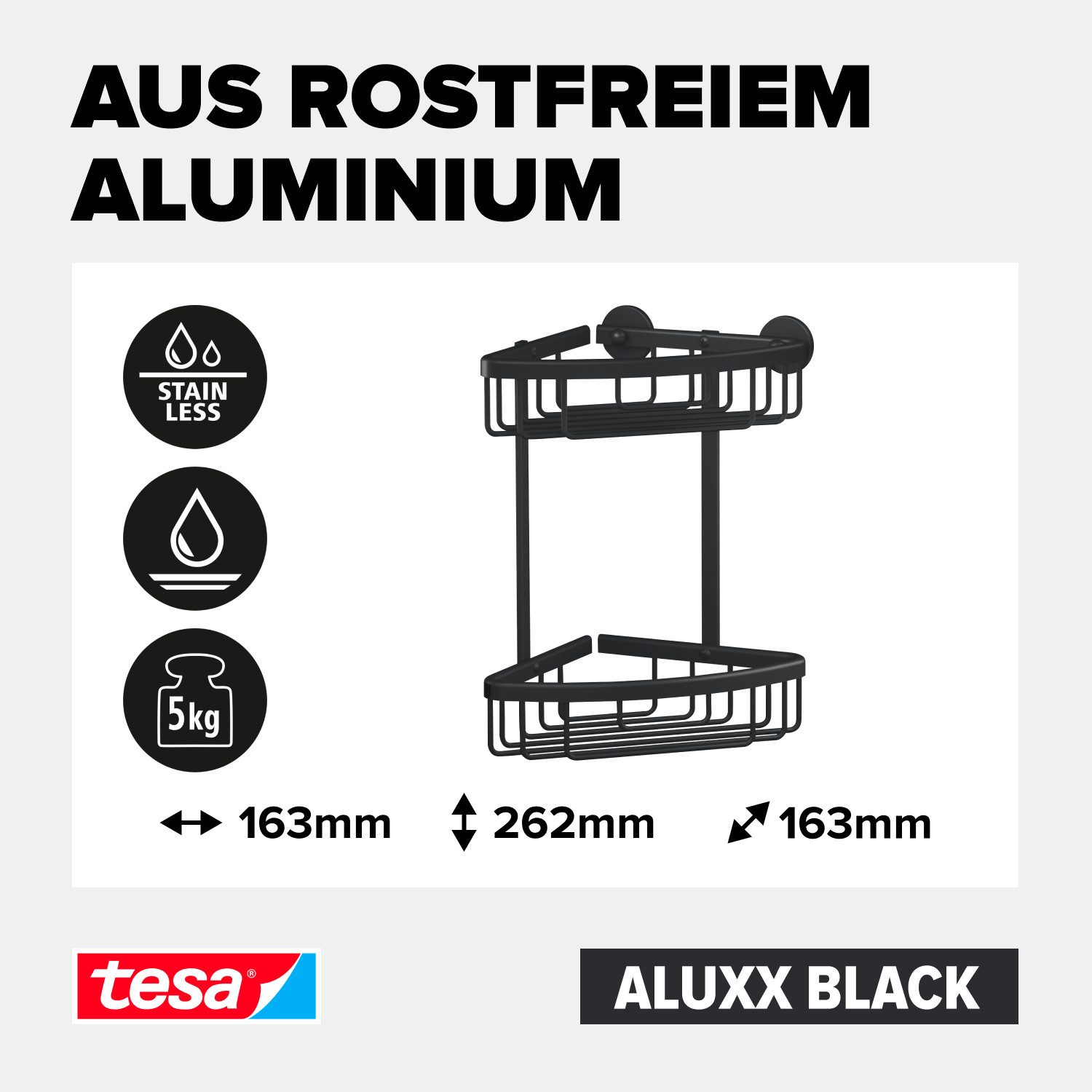 tesa Duschablage ALUXX BLACK Eck-Duschablage zweistöckig, günstig online kaufen