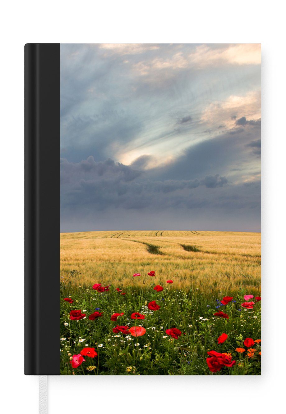 MuchoWow Notizbuch Blumen - Weizen - Wolken, Journal, Merkzettel, Tagebuch, Notizheft, A5, 98 Seiten, Haushaltsbuch | Notizbücher