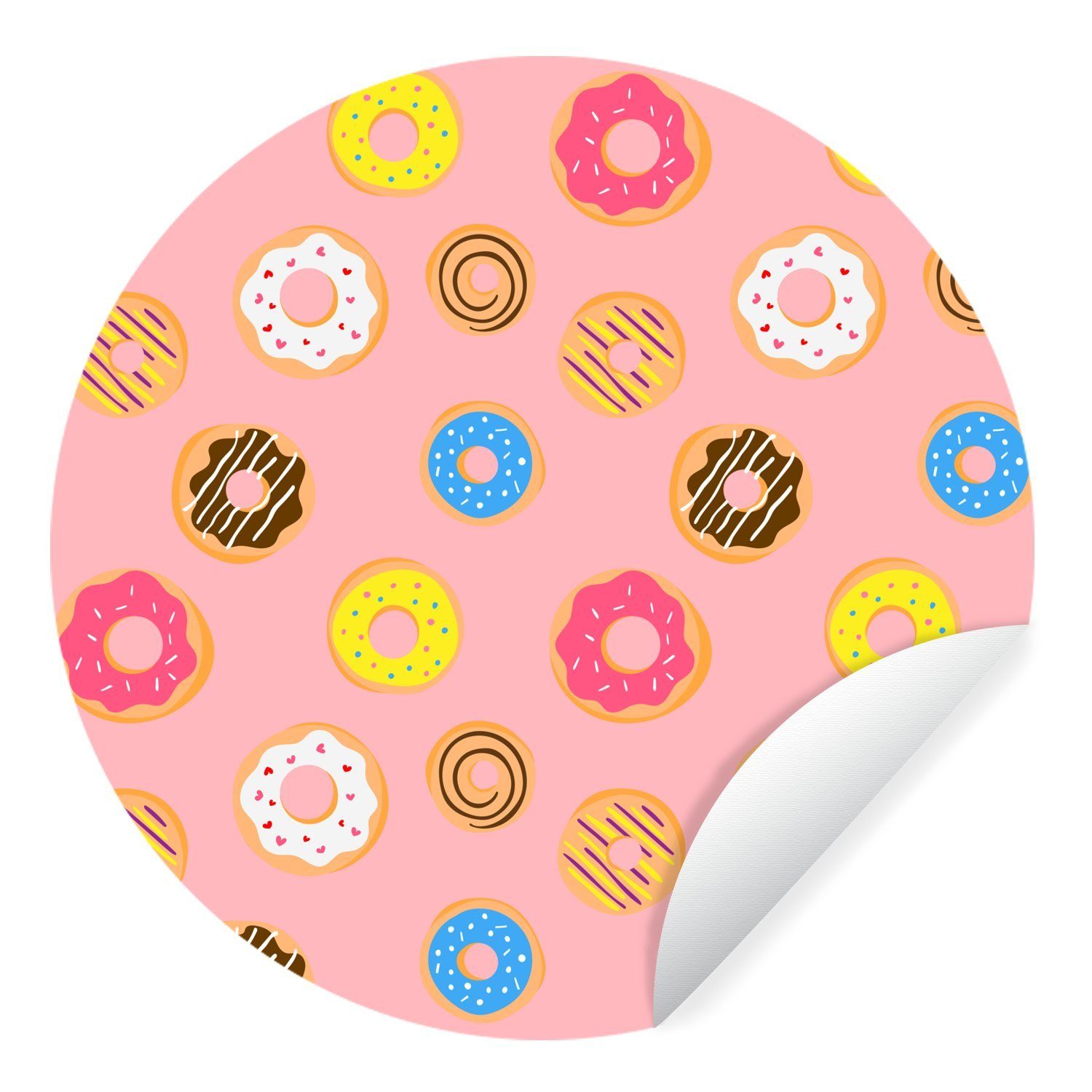 MuchoWow Wandsticker Gestaltung - Verglasung - Donut (1 St), Tapetenkreis für Kinderzimmer, Tapetenaufkleber, Rund, Wohnzimmer