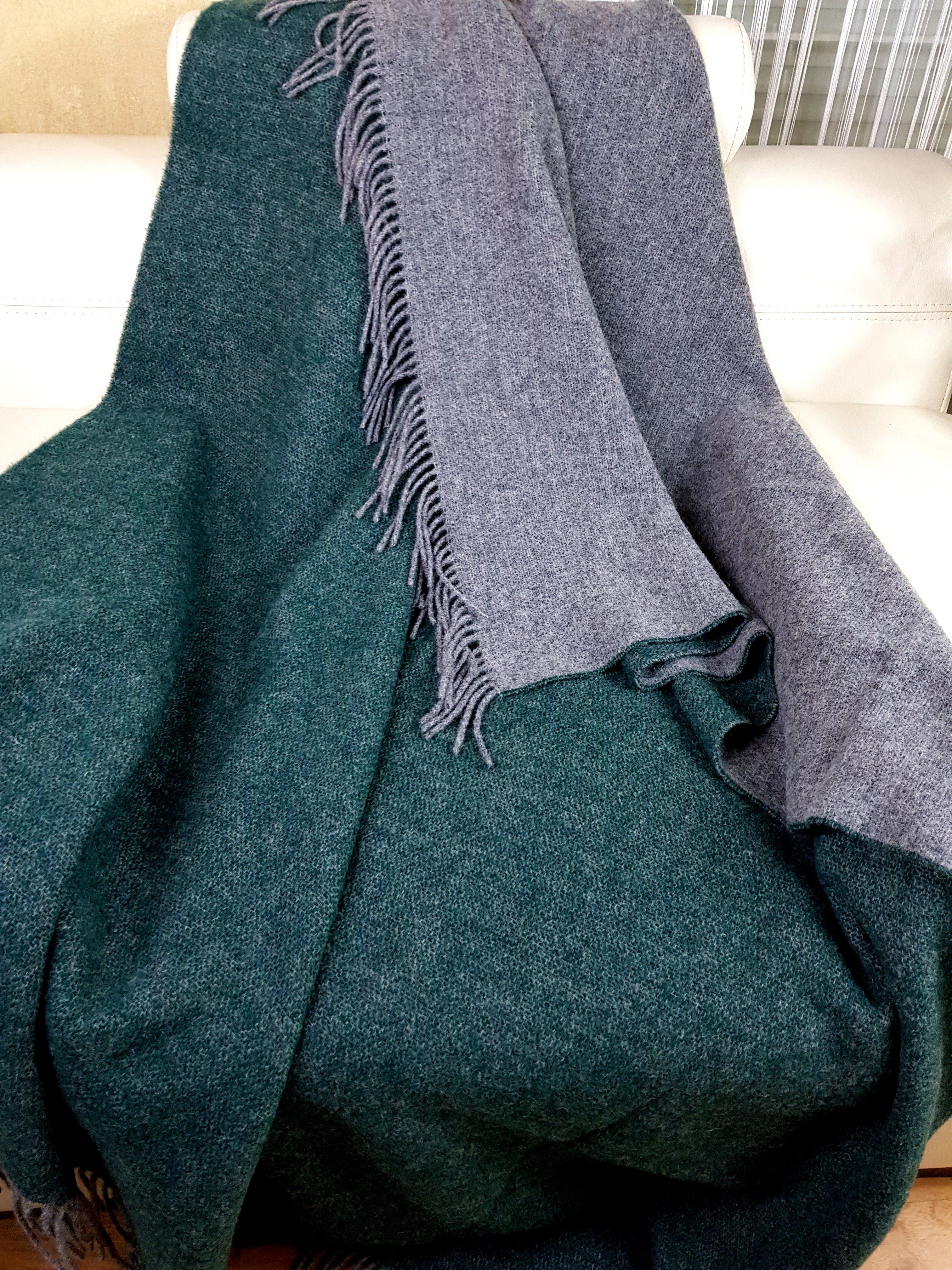 Wolldecke Wolldecke TIROL Grau-Grün Schurwolle, aus (doubleface) STTS 100