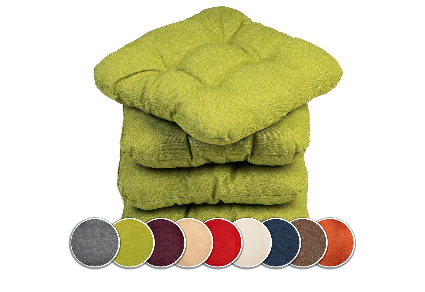 sunnypillow Stuhlkissen 4er Set Stuhlkissen 45x45 cm Bequeme 8cm, Polsterauflage Auflage für Stühle / Bänke