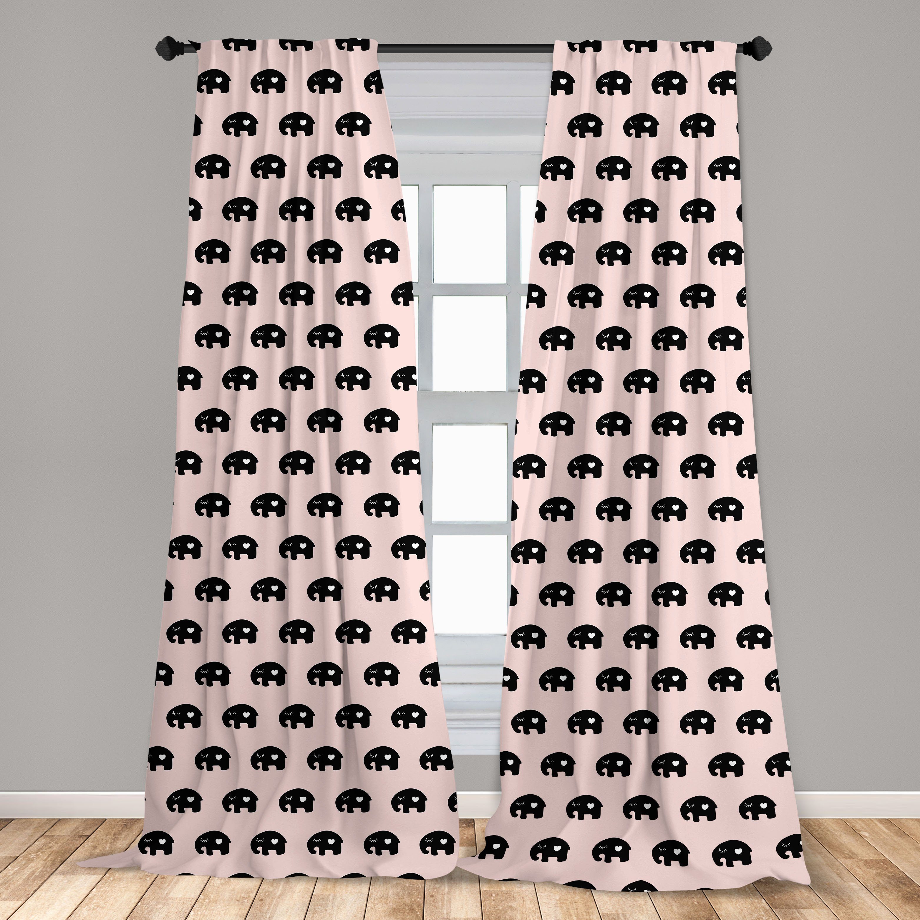 Gardine Vorhang für Elefant Abakuhaus, Schlafzimmer Dekor, Ethnisch Microfaser, Wohnzimmer mit Herz