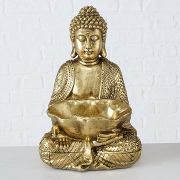 BOLTZE Buddhafigur, Buddha Dekofigur sitzend Asia Skulptur Kunstharz gold Feng Shui