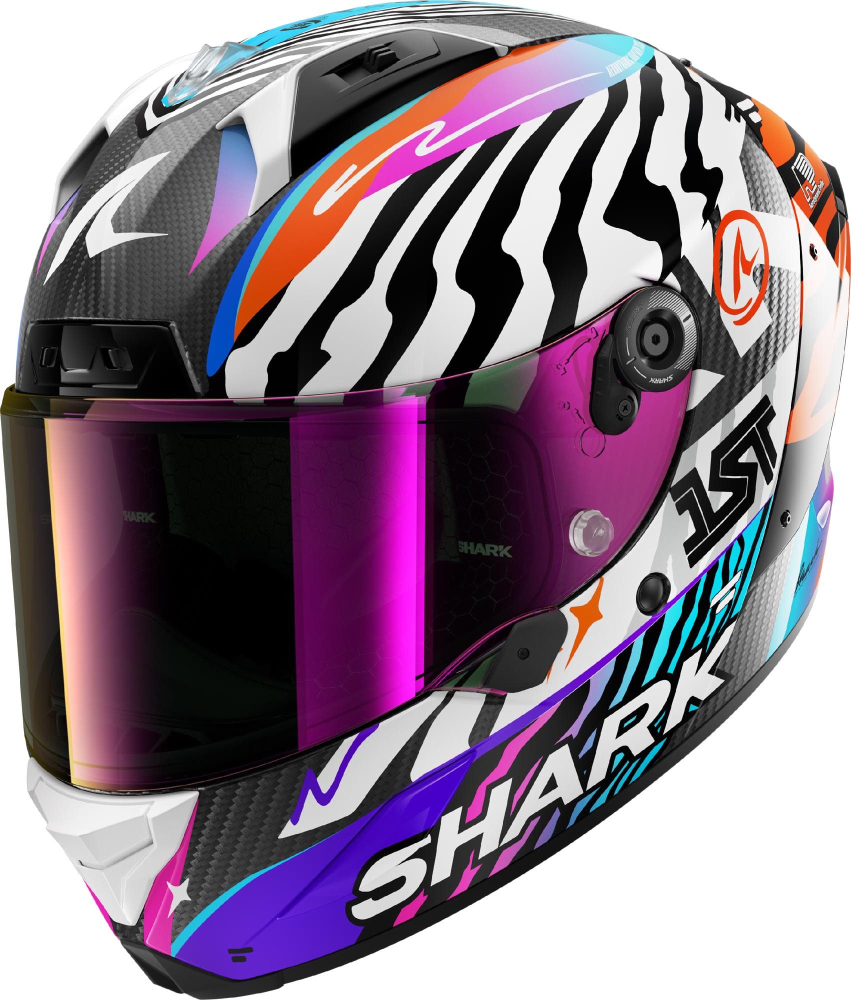 Shark Motorradhelm Aeron Speed Fancy Carbon Helm, antifog beschichtet,vorbereitet für Kommunikationssystem,Notfalls