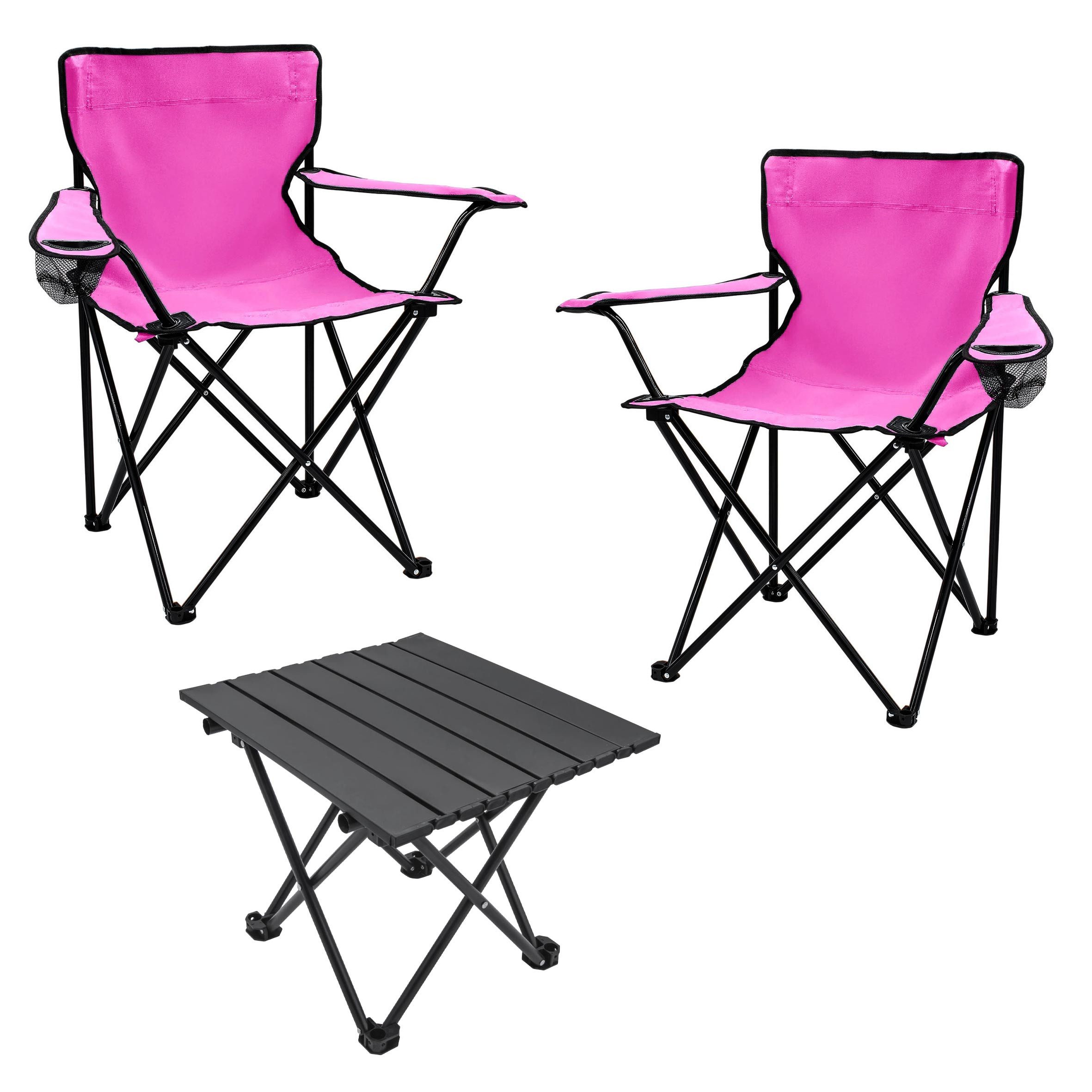 Spetebo Campingstuhl Camping Sitzgruppe 3-teilig mit Aluminium Klapptisch und Tragetasche (Set, 1 St), Garten Tischgruppe mit 2 Campingstühlen bis 100kg