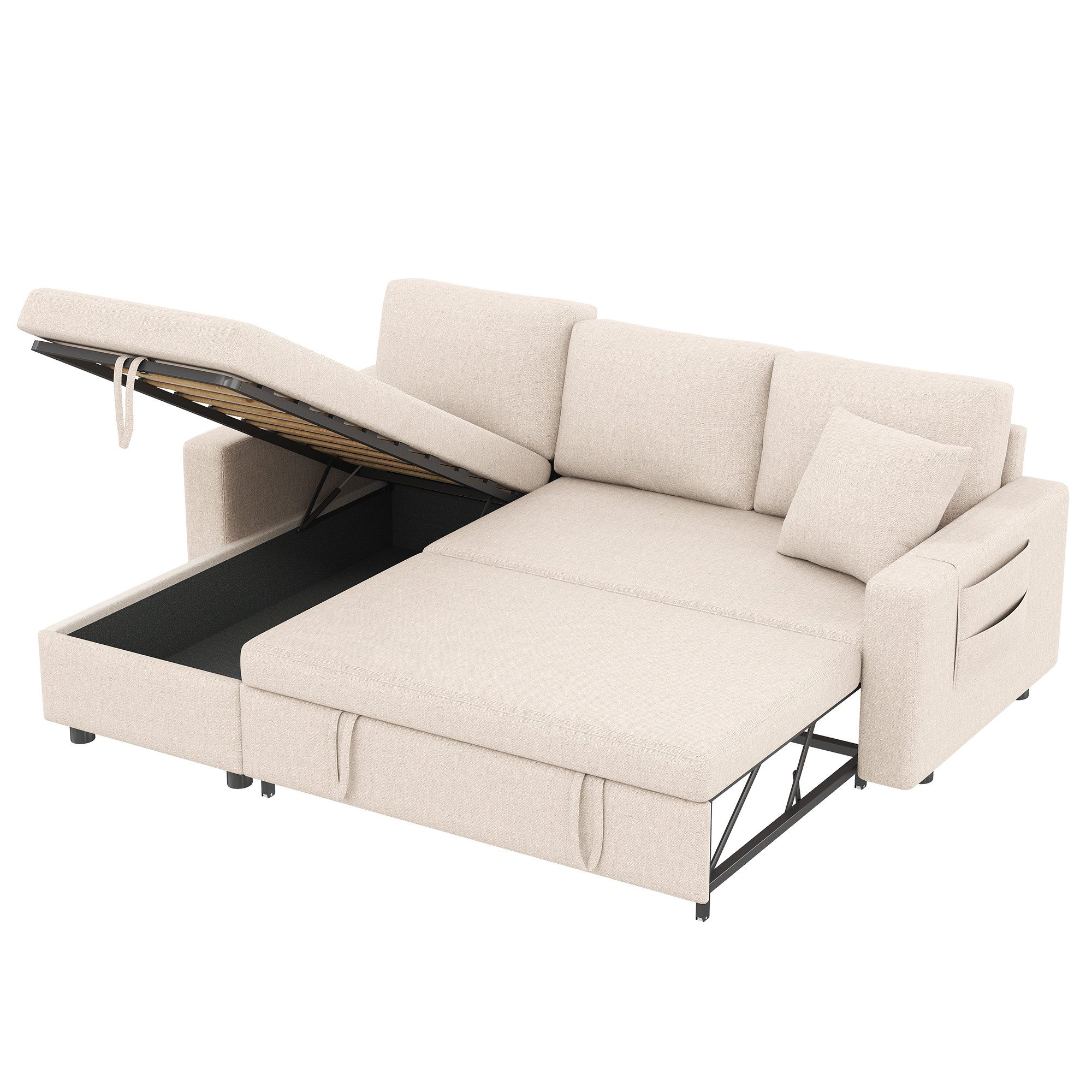 Ulife Schlafsofa L-förmiges Sofa, Chaiselongue mit Stauraum, mit Taschenauf günstig online kaufen