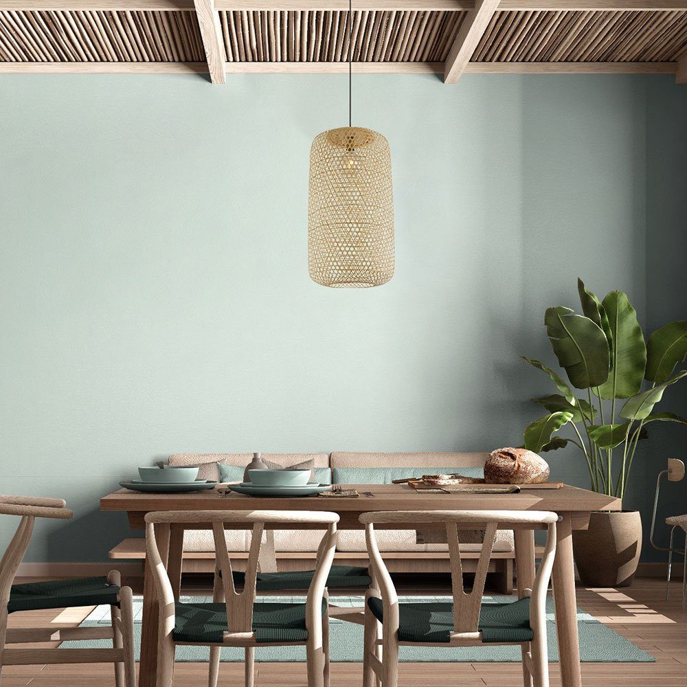 etc-shop Pendelleuchte, Leuchtmittel nicht im Bambus inklusive, Boho Pendelleuchte Wohnzimmer Design Deckenlampe