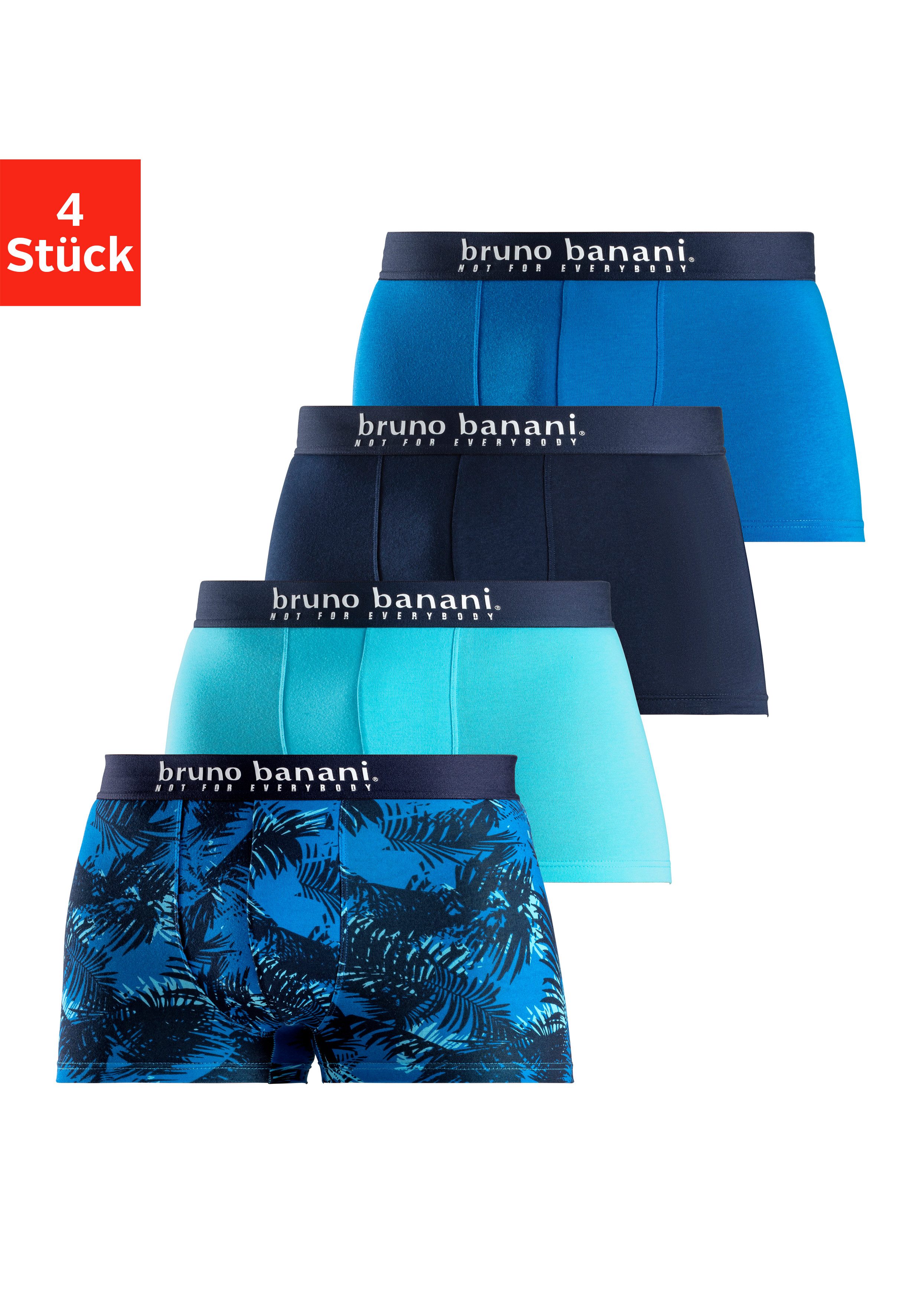 Bruno Banani Boxer Boxershorts für Herren (Packung, 4-St., 4er-Pack) mit Palmendruck und unifarben aus Baumwollmischung