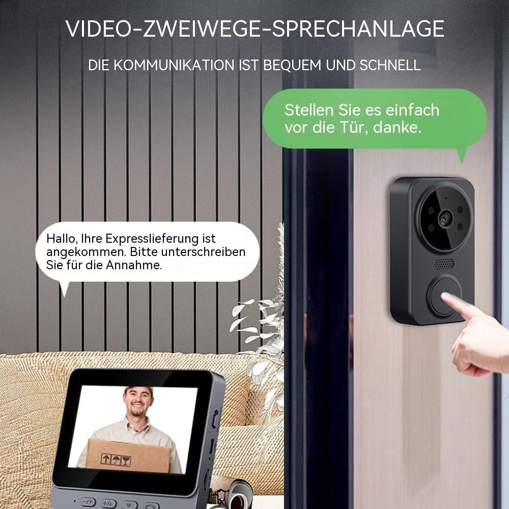 Topcony Überwachungskamera Video Türklingel mit Kamera kabellos 4,3 Zoll Farbdisplay (Innenbereich, Außenbereich, Drahtlose Video Türklingel mit Kamera, HD Kame – Bild 5 von 5