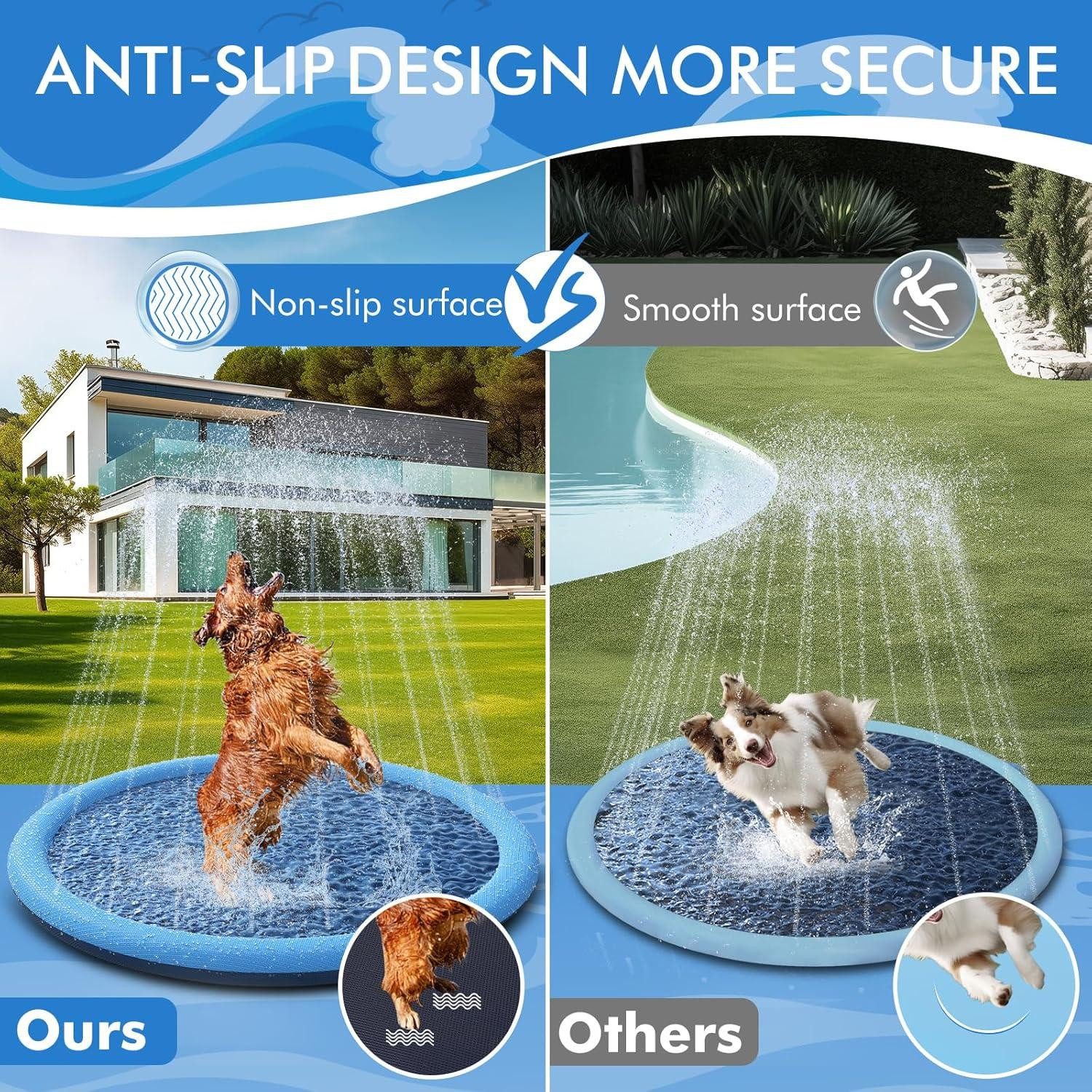 YAUNGEL Schutzkragen YAUNGEL Hundepool 175cm Planschbecken für Große Kleine Hunde Splash