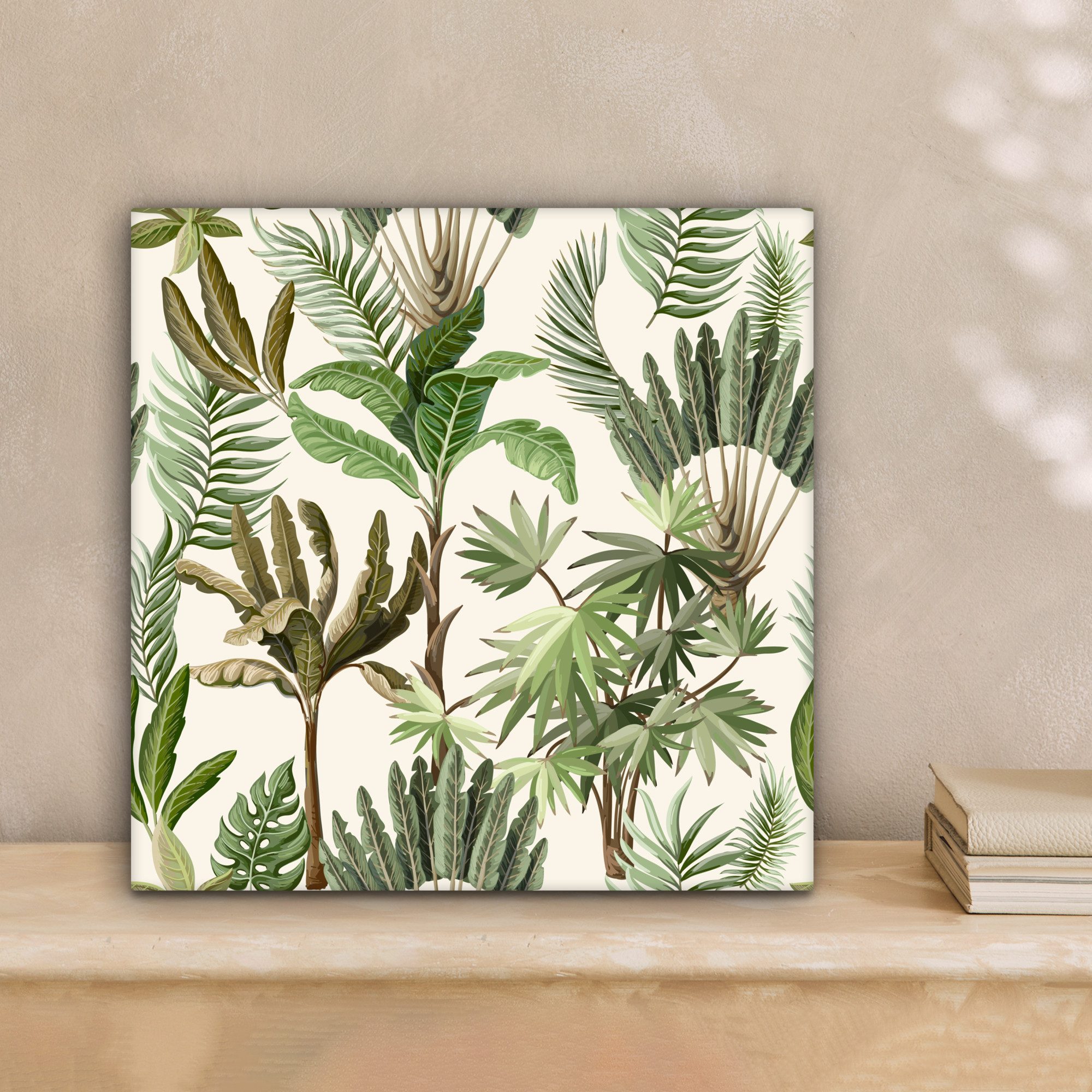 OneMillionCanvasses® Leinwandbild Dschungel - Palme - Bananenstaude - Kinder - Natur - Pflanzen, Fotodruck (1 St), Wandbild, Deko Schlafzimmer Wohnzimmer Flur 20x20 cm