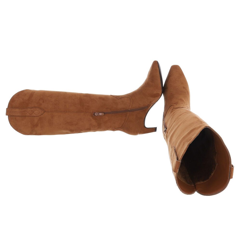 Ital-Design Elegante Stiefel aus hochwertigem Material mit Absatz Westernstiefel (90827591) Pfennig-/Stilettoabsatz Stiefel in Camel