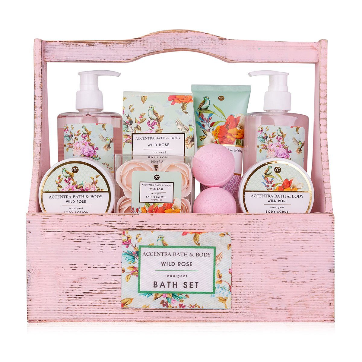 ACCENTRA Pflege-Geschenkset Beauty Geschenkset für Frauen "Vintage Holzbox" in dekorativer Holzbox, im Landhaus-Stil-Holz Kopb