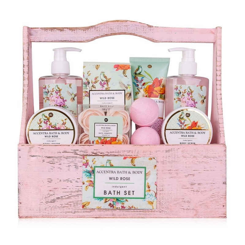 ACCENTRA Körperpflege-Set »Beauty Geschenkset für Frauen "Vintage Holzbox" in dekorativer Holzbox«