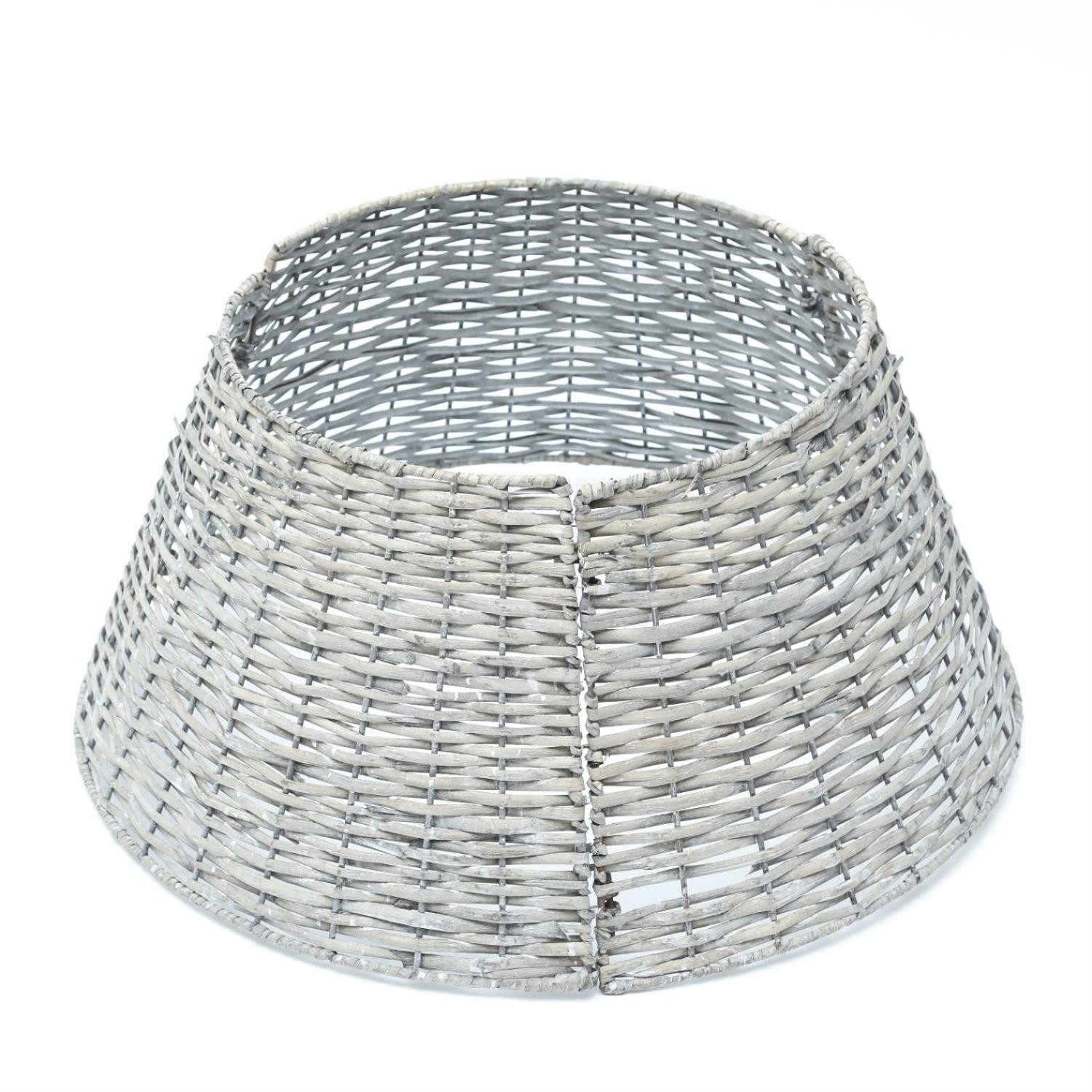 MARELIDA Christbaumständer Weihnachtsbaumrock Weide Abdeckung für Baumständer 57cm grau 3teilig