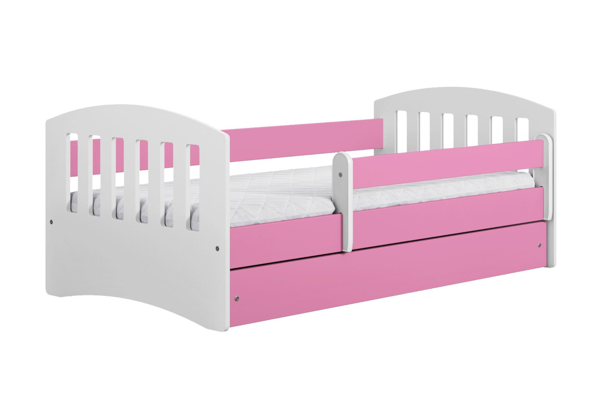 Kinderbett 80x160 & 80x180 cm mit Matratze Rausfallschutz Lattenrost & Schublade