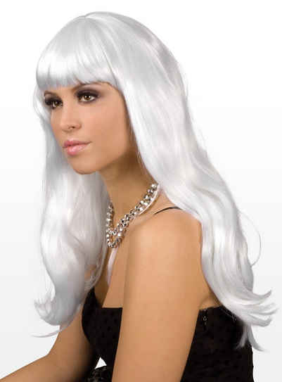 Boland Kostüm-Perücke Lange Haare weiß